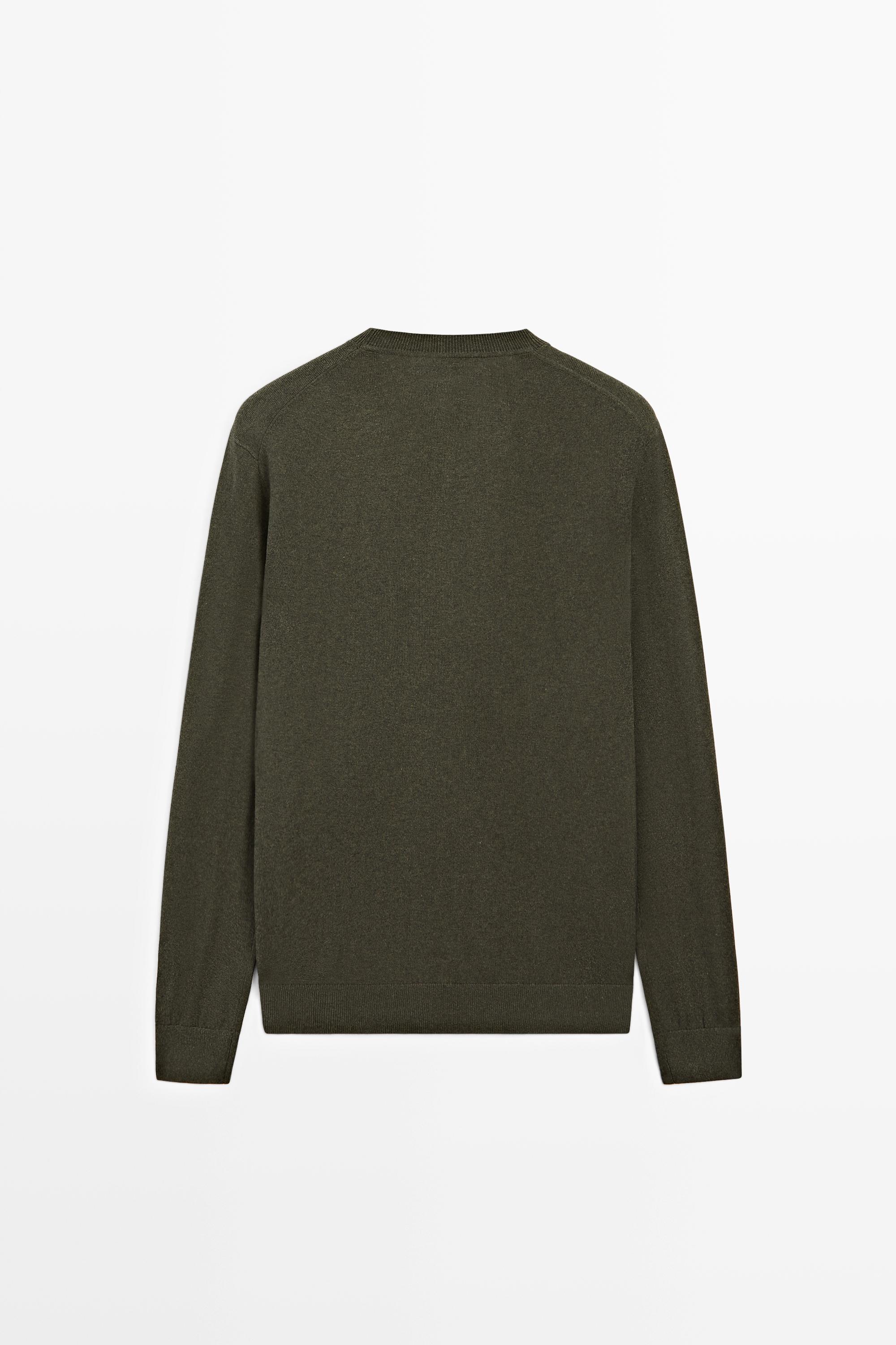 Cotton blend knit sweater — GREEN