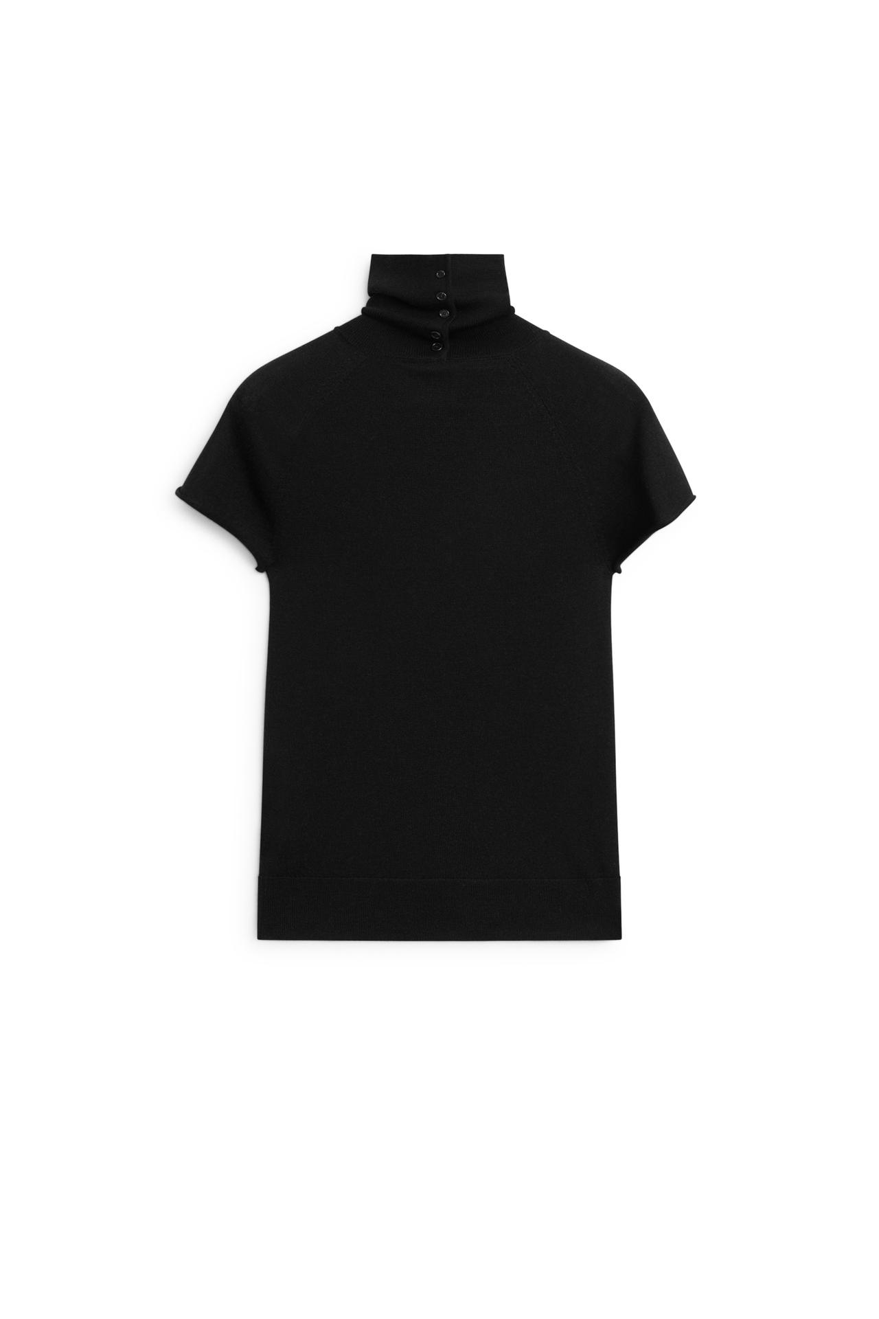 100% wool short sleeve knit sweater - LIMITED EDITION — BLACK