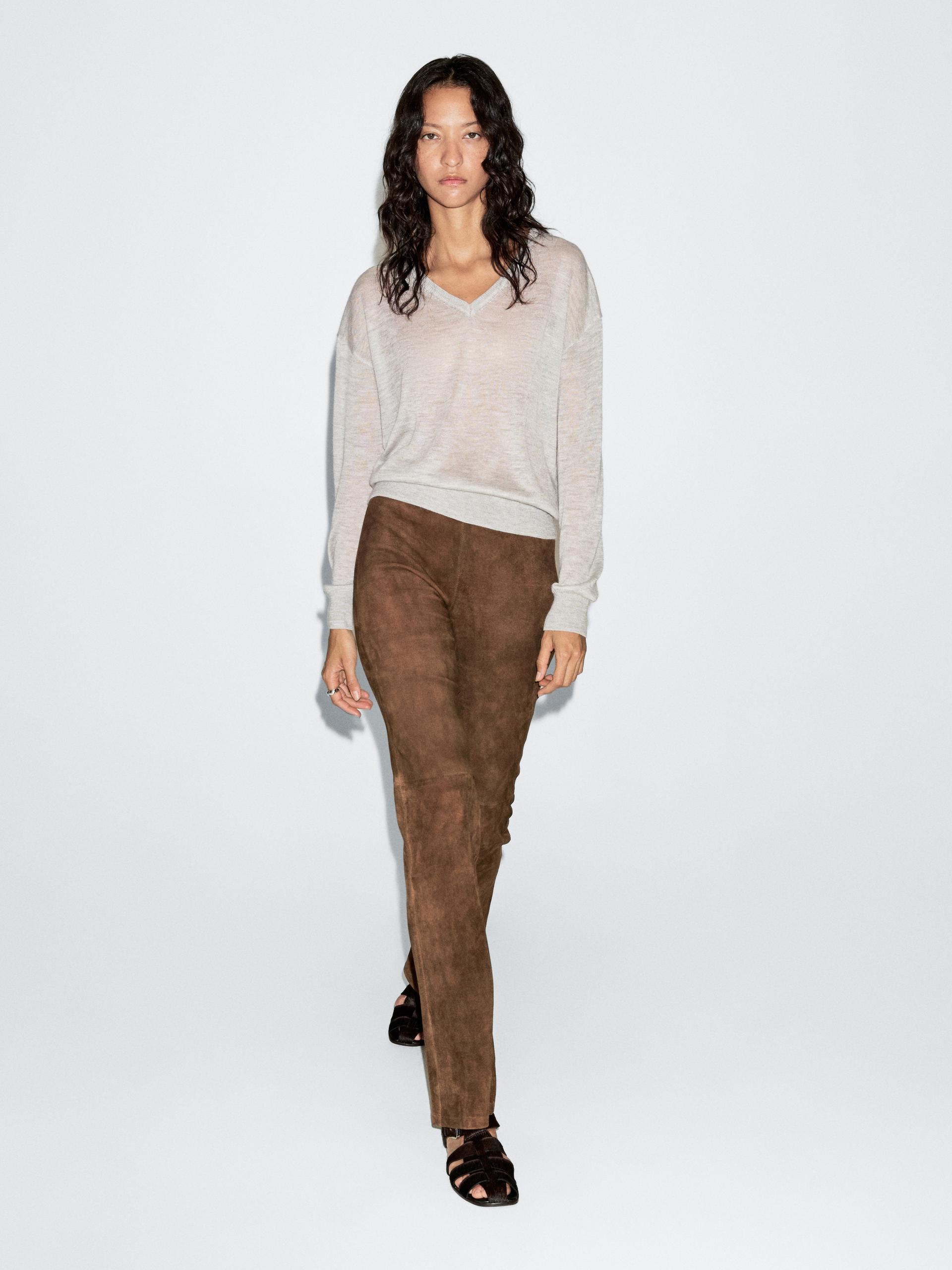 Camisola De Malha Fina De Caxemira - Cinza Claro - M - Massimo Dutti - Mulher