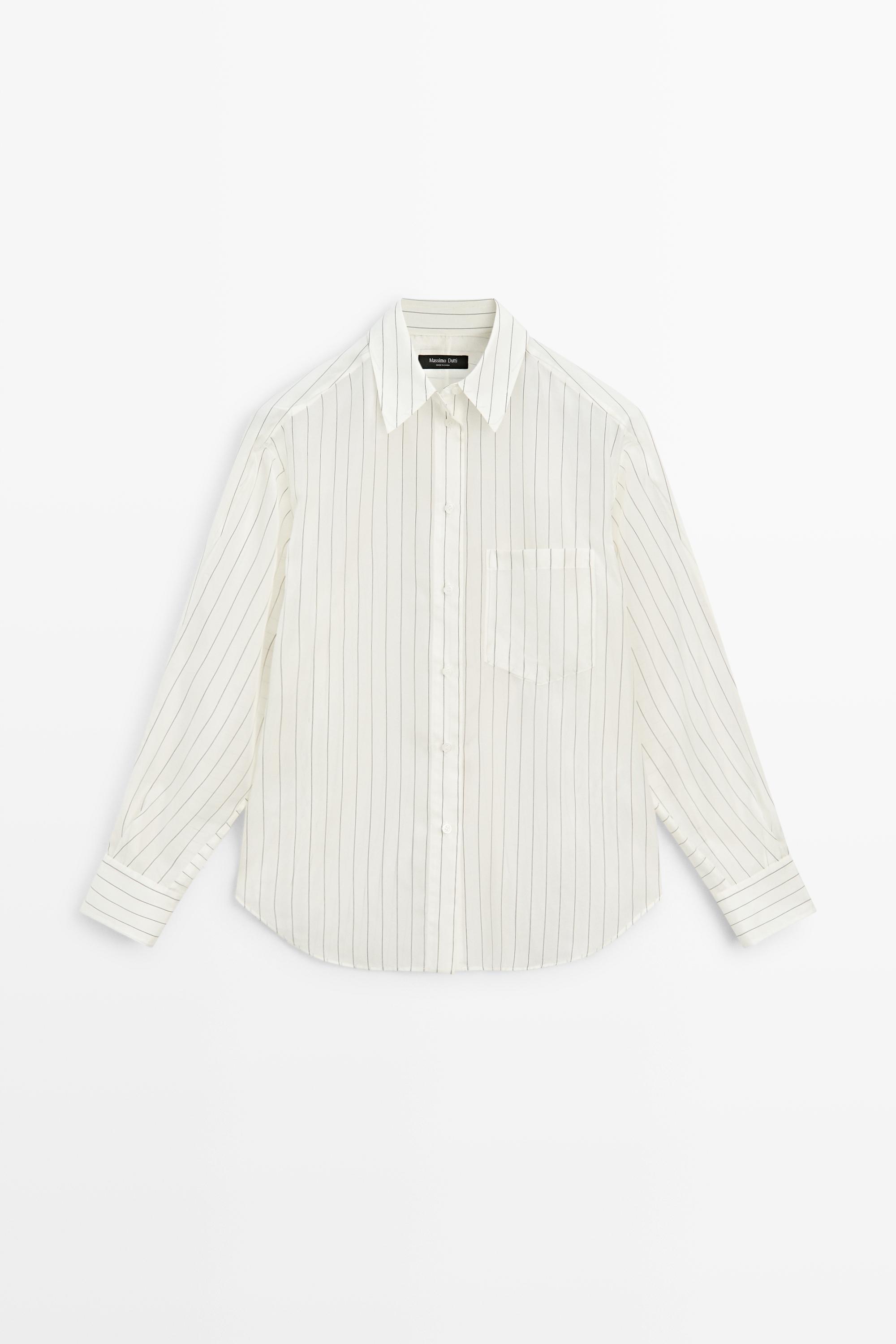 Striped flowing shirt with pocket detail