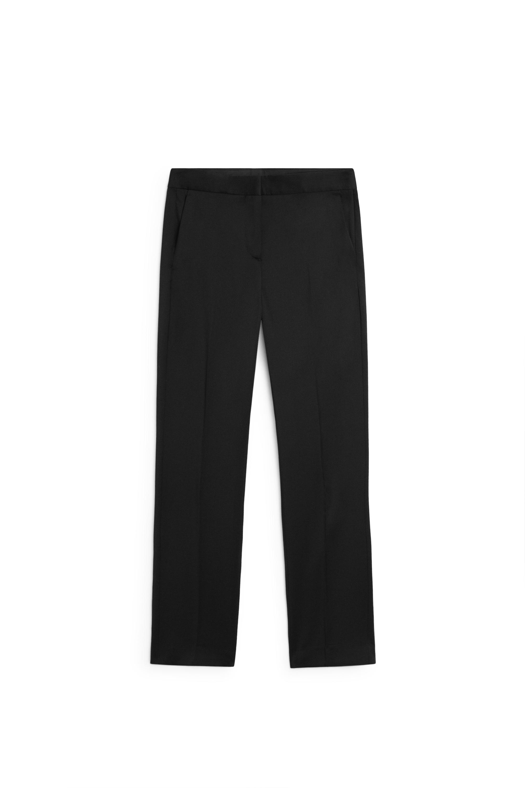 100% cool wool straight fit trousers — BLACK