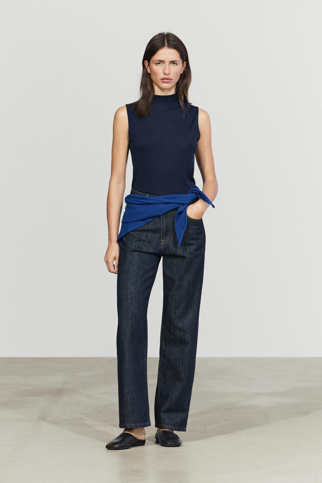 Medium wool cashmere blend knit bandana — INK BLUE
