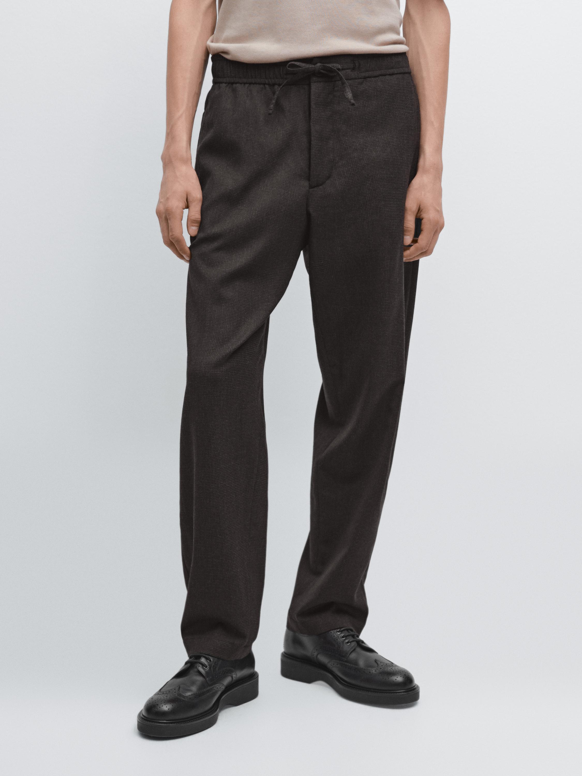 Houndstooth wool blend trousers