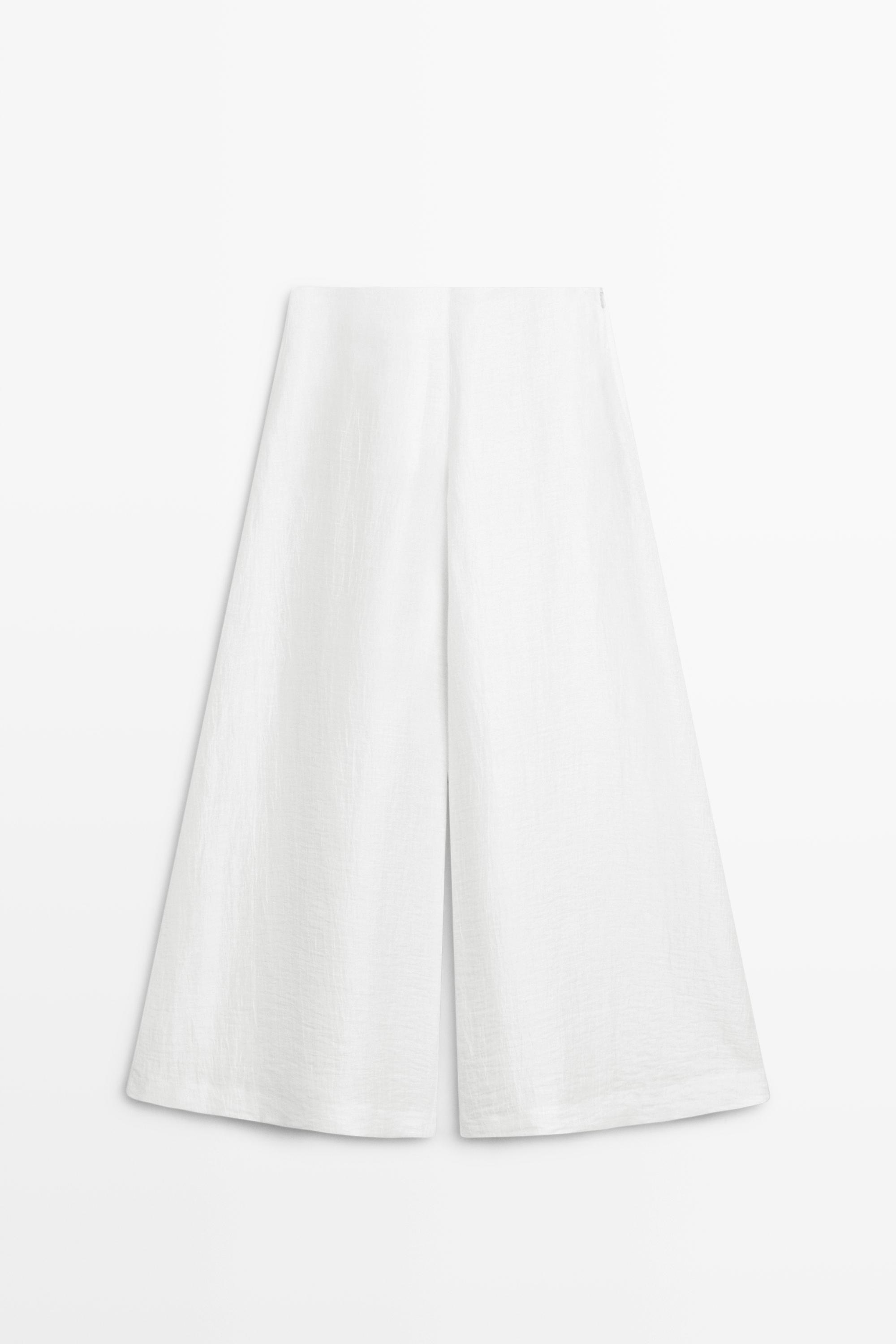 Linen blend palazzo trousers — Off white