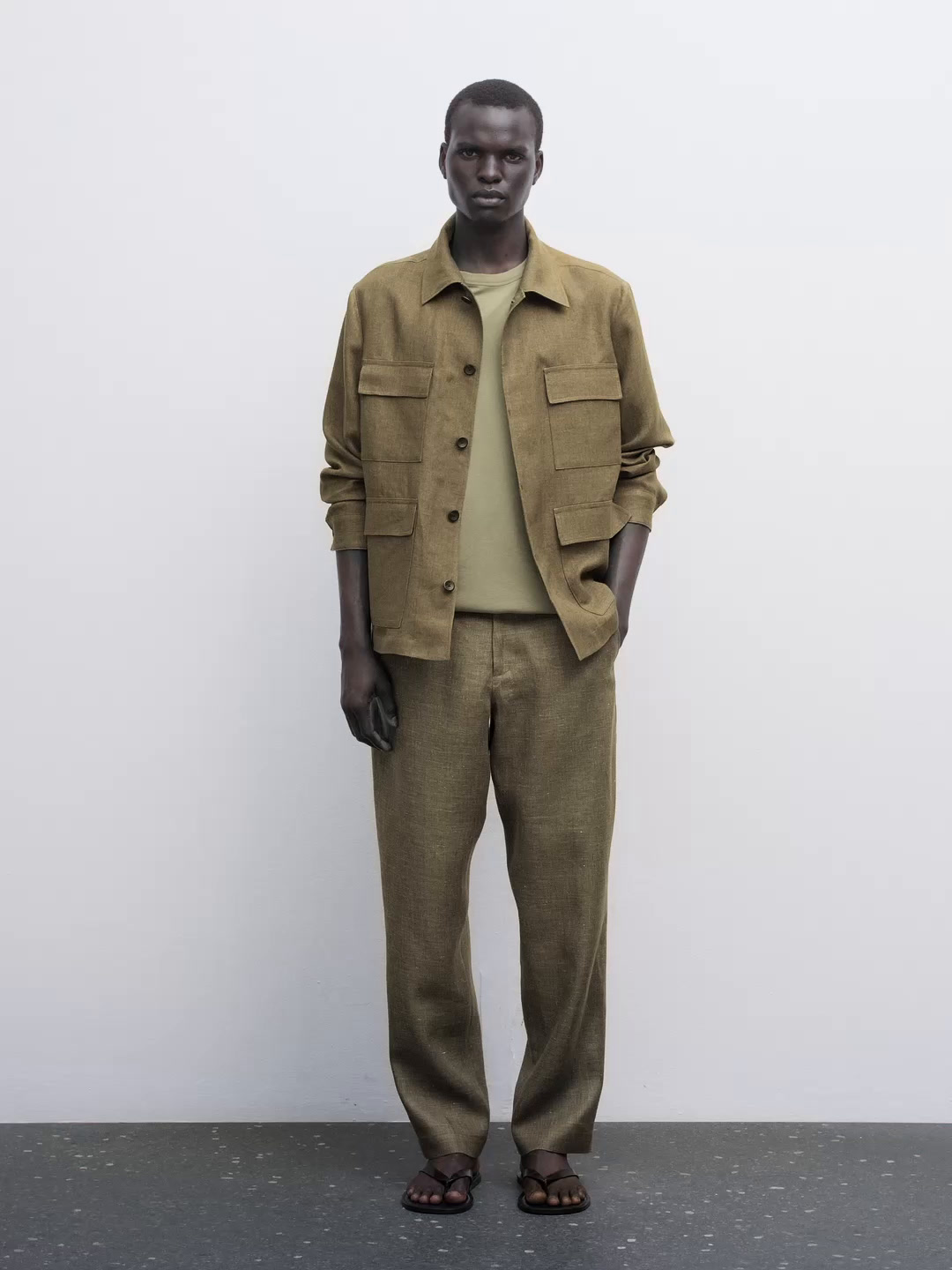 100% linen overshirt with pockets