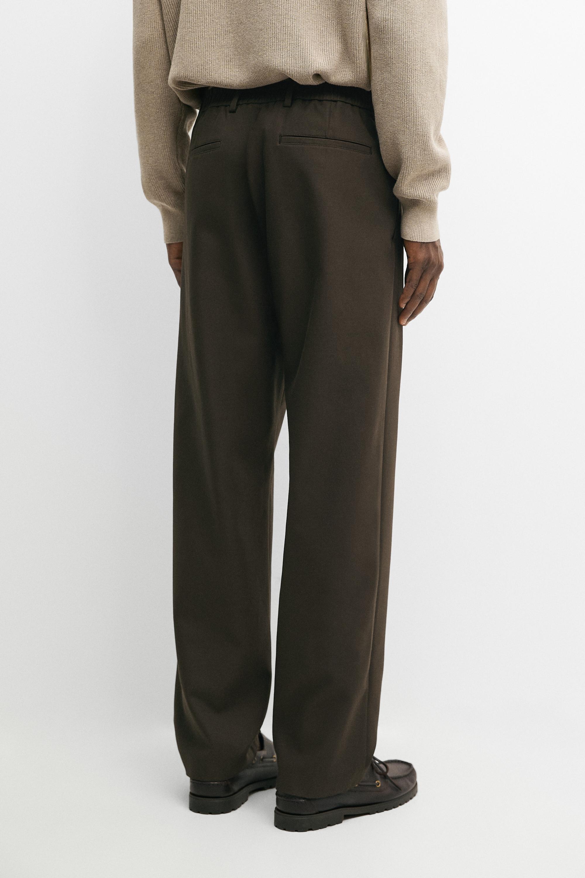 100% cotton pants with elasticated waistband — BROWN