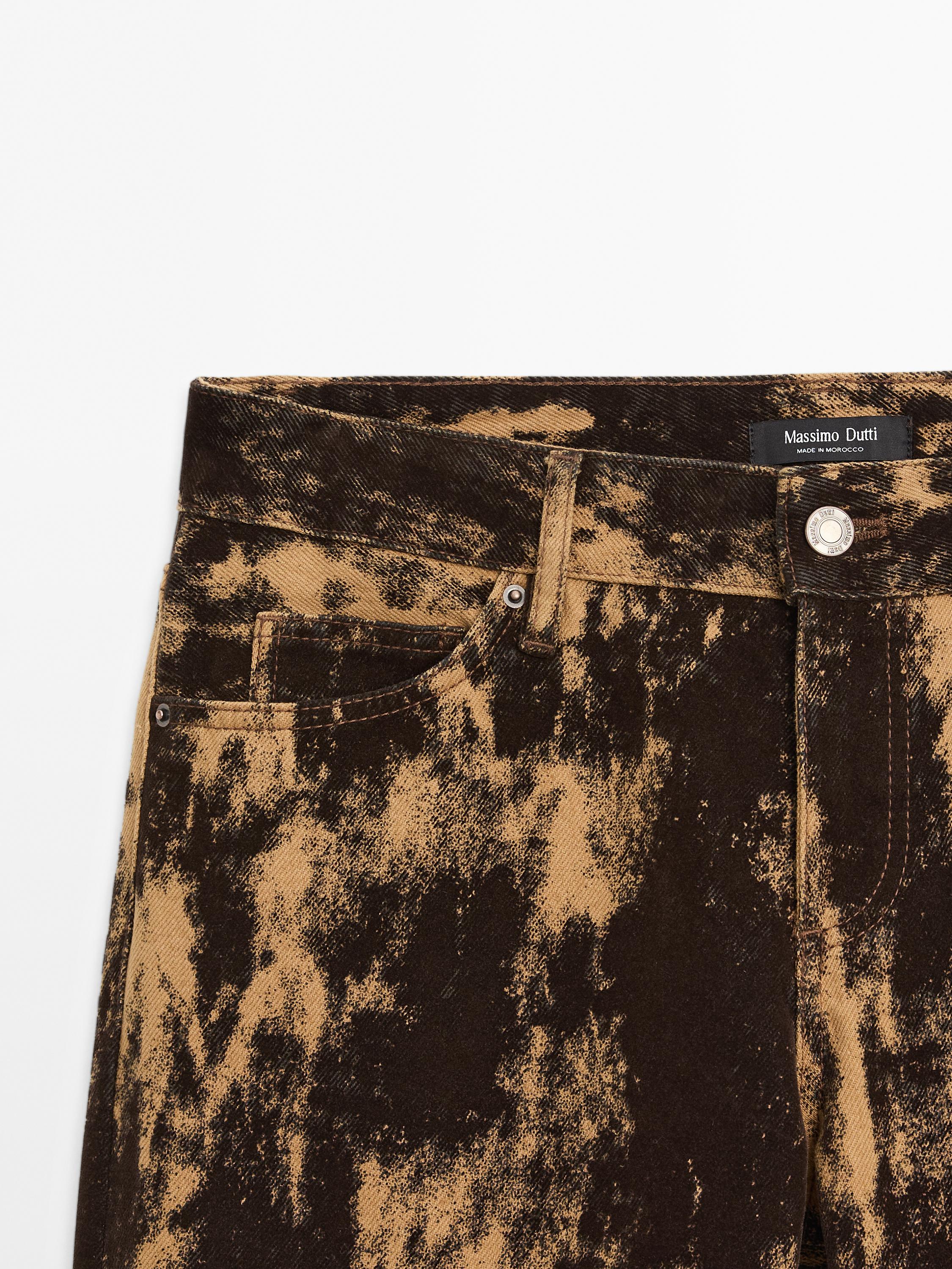 Jean straigth floqué en coton