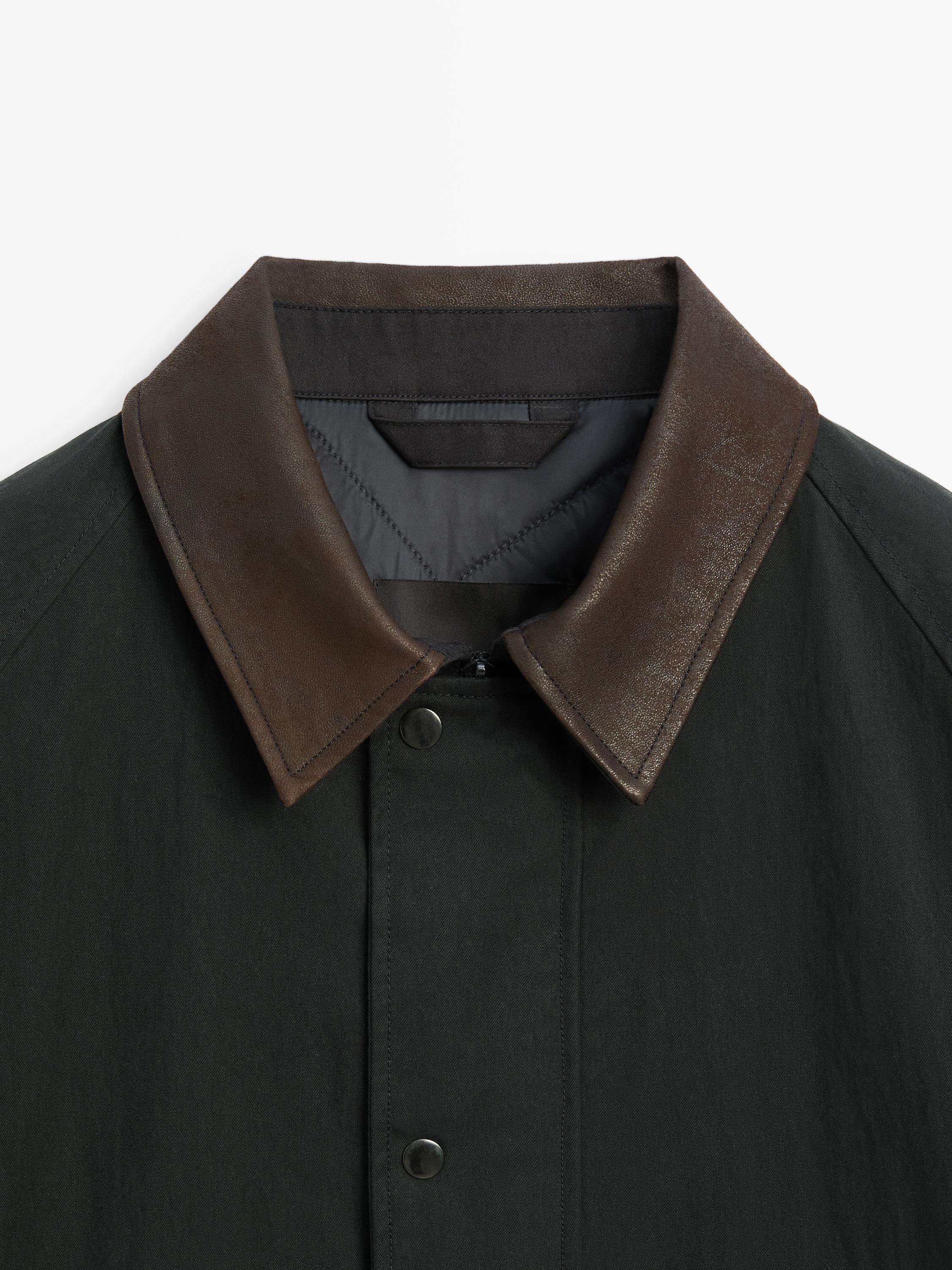Giacca con dettaglio sul collo in pelle