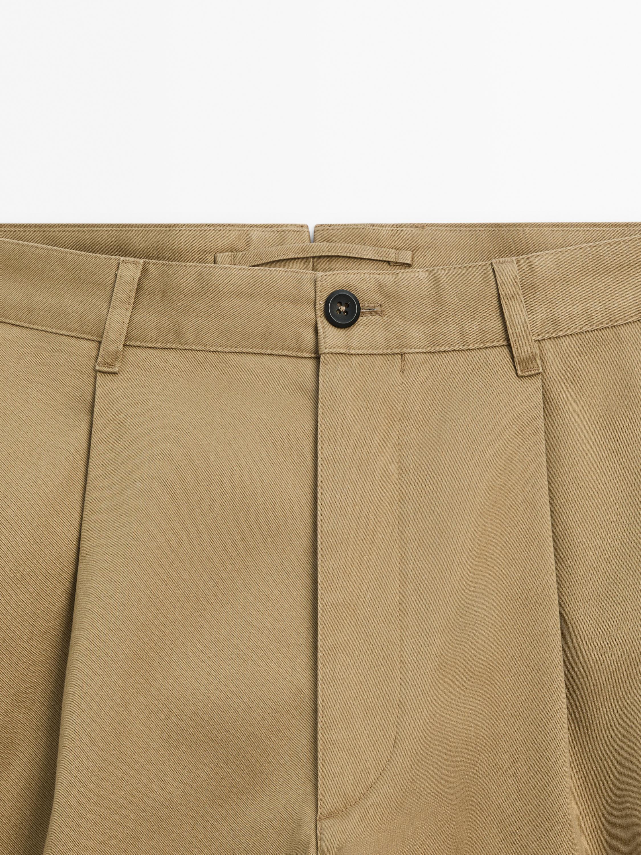 Wide-leg twill trousers