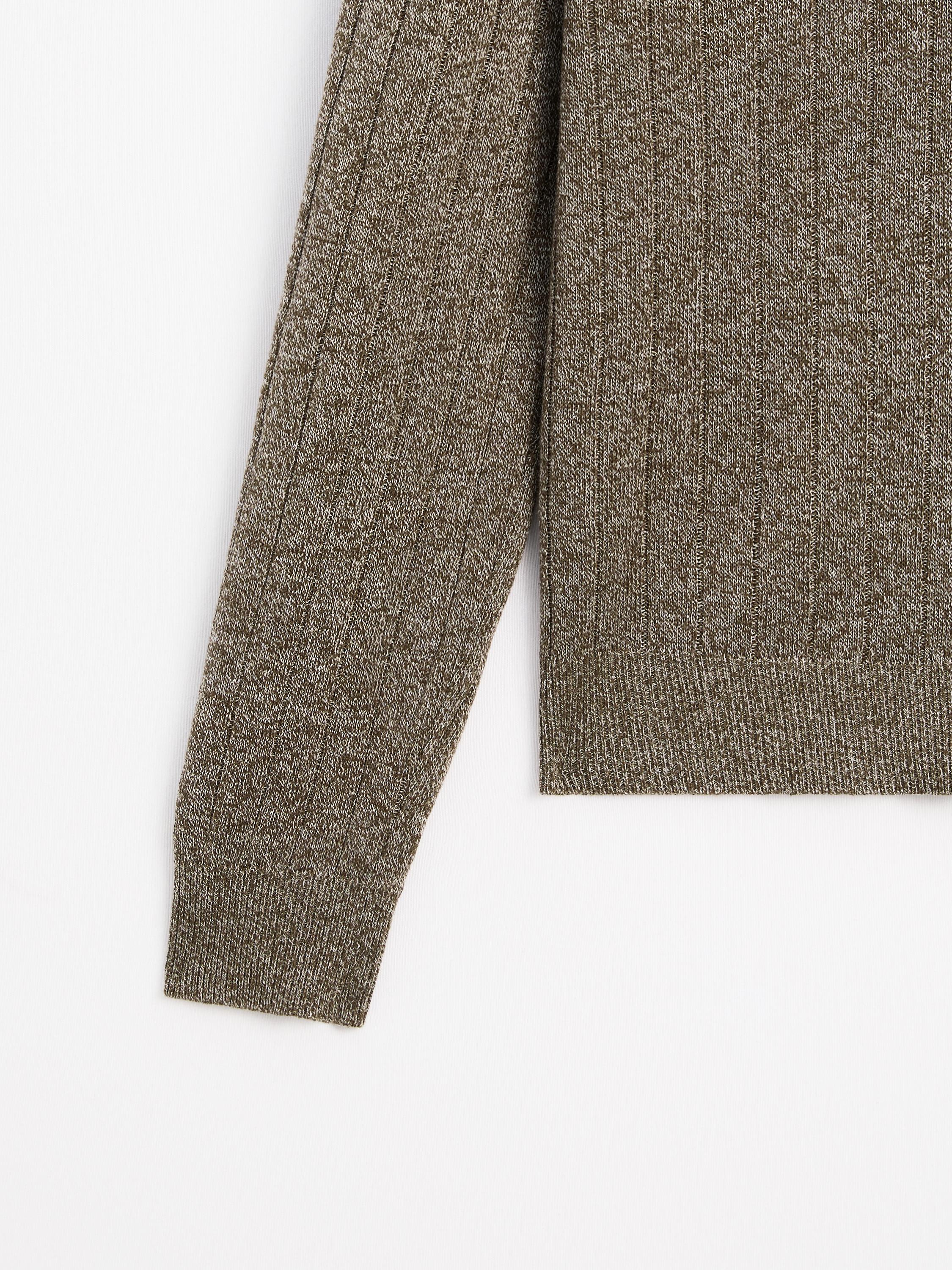Ribbed cotton and linen blend cardigan