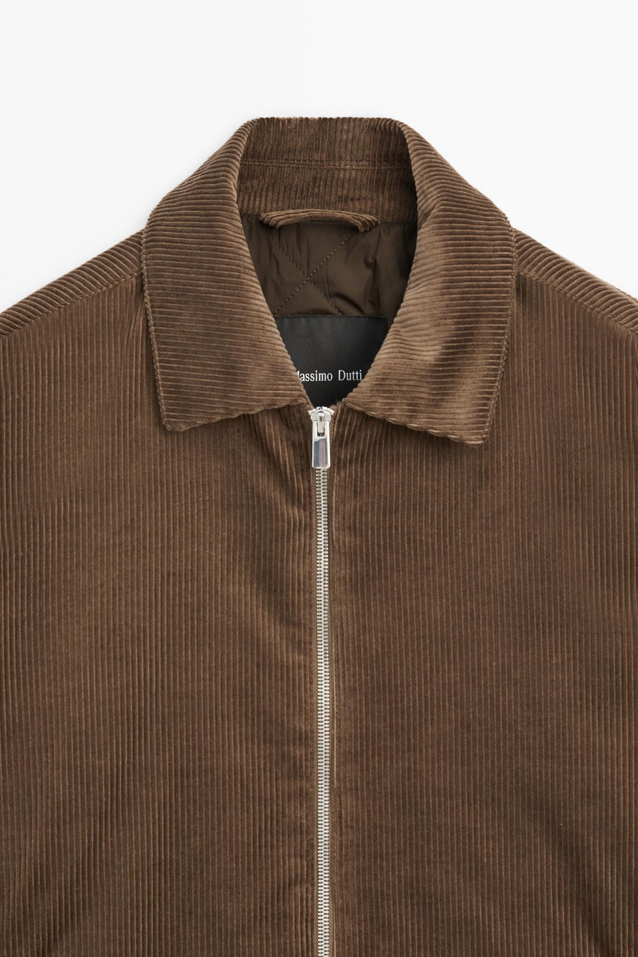 Corduroy jacket with zip — BEIGE