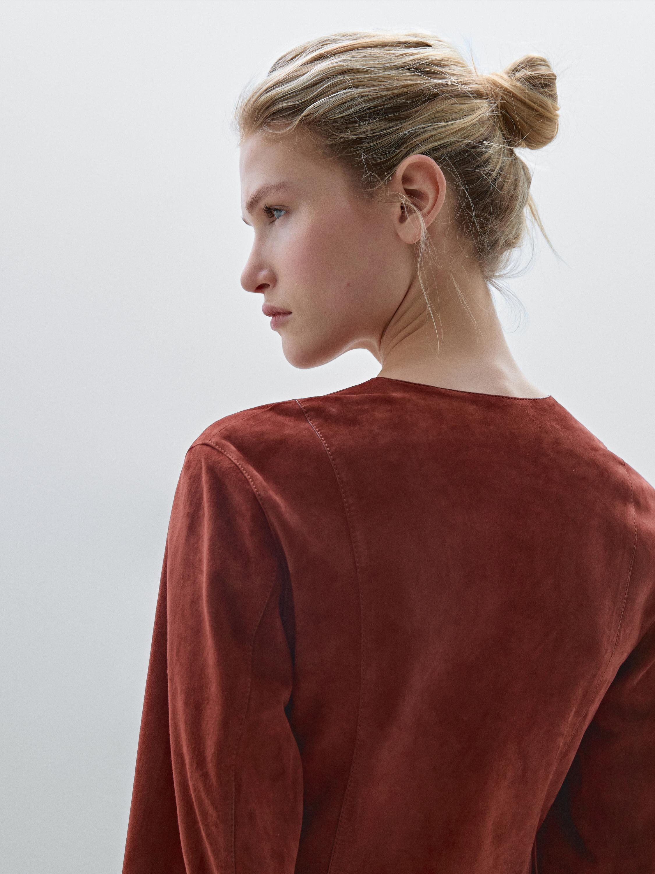 Crossover suede leather kimono