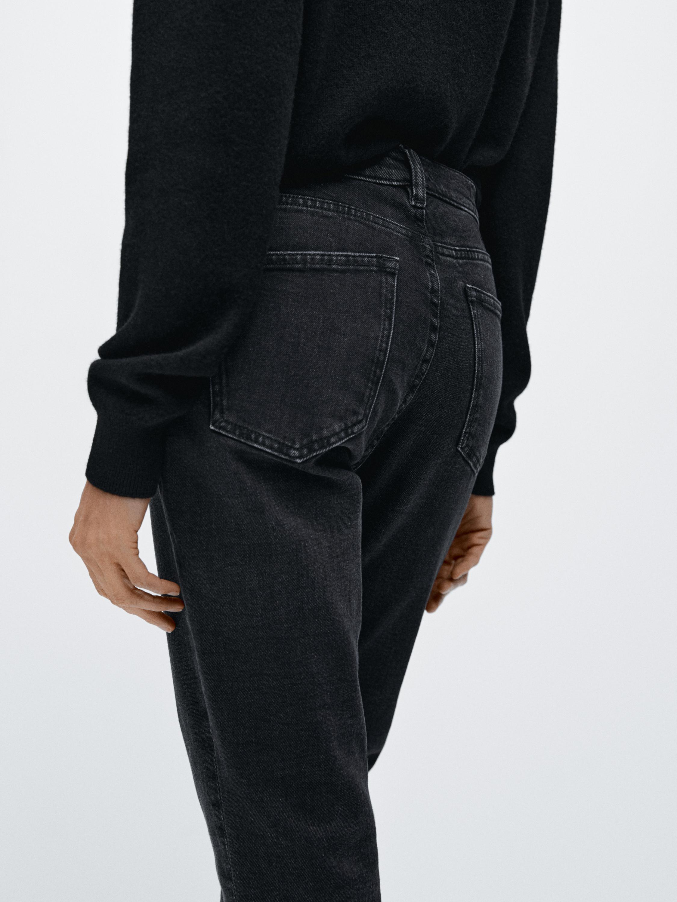 Mid-rise cropped slim fit jeans — BLACK