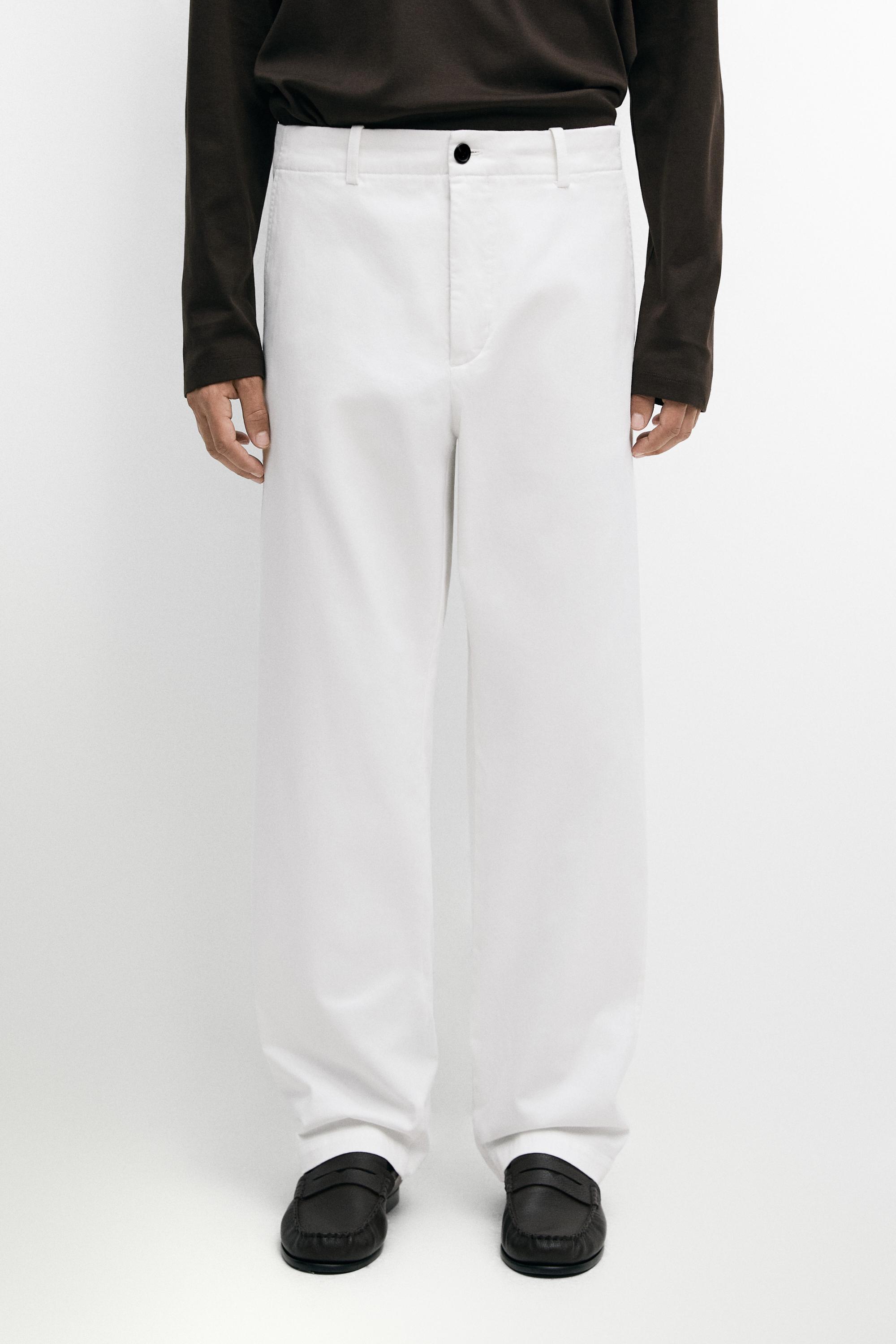 Cotton blend straight-leg pants — Off white