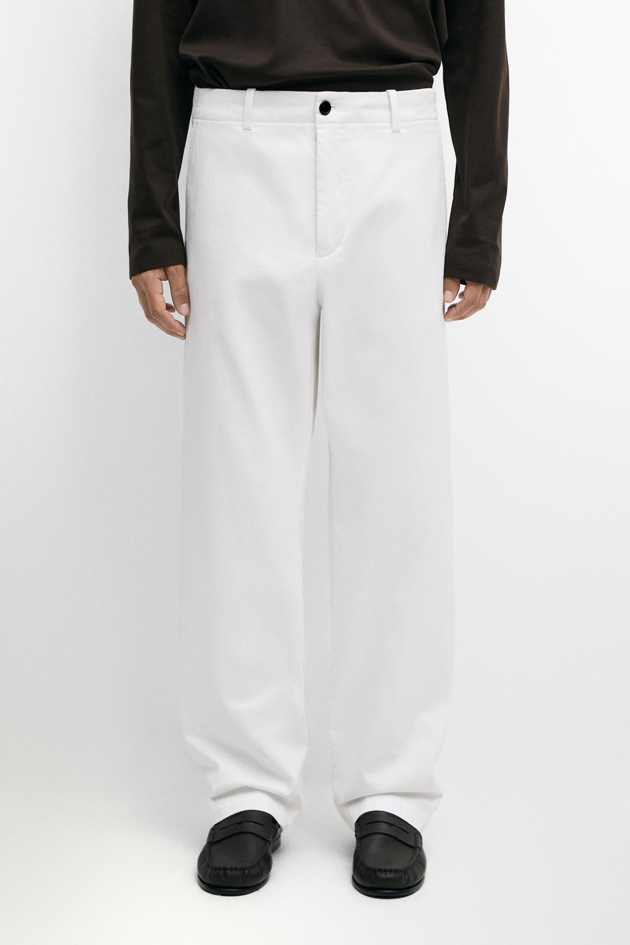 Cotton blend straight-leg pants — Off white