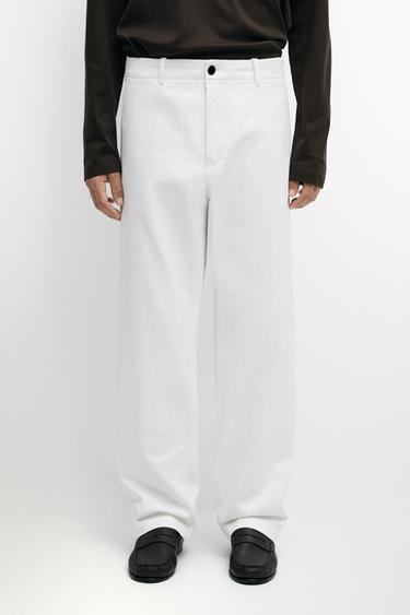 Cotton blend straight-leg pants — Off white 3