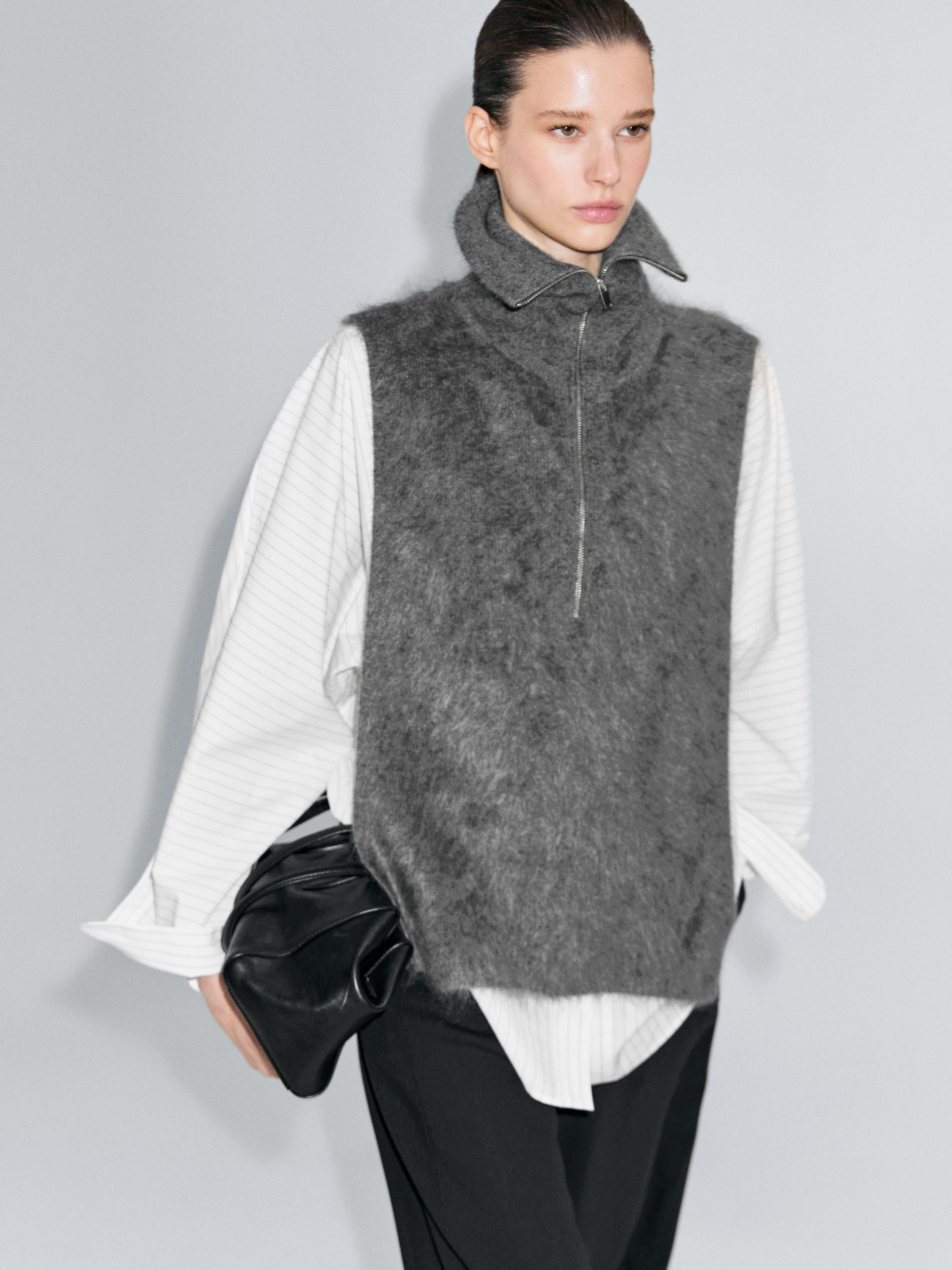 Pechera larga cremallera 100% cashmere