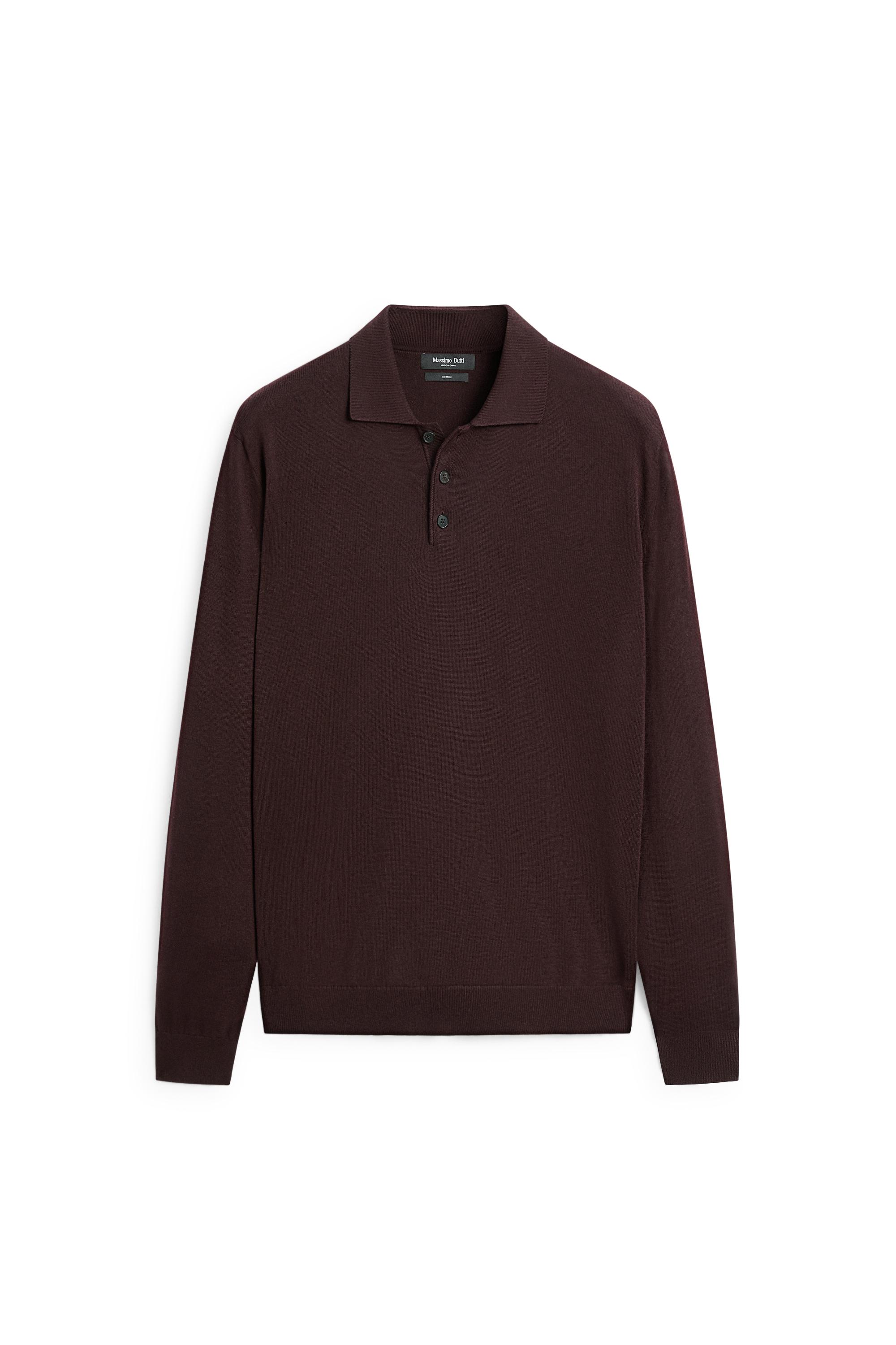 100% cotton knit polo sweater — MAROON