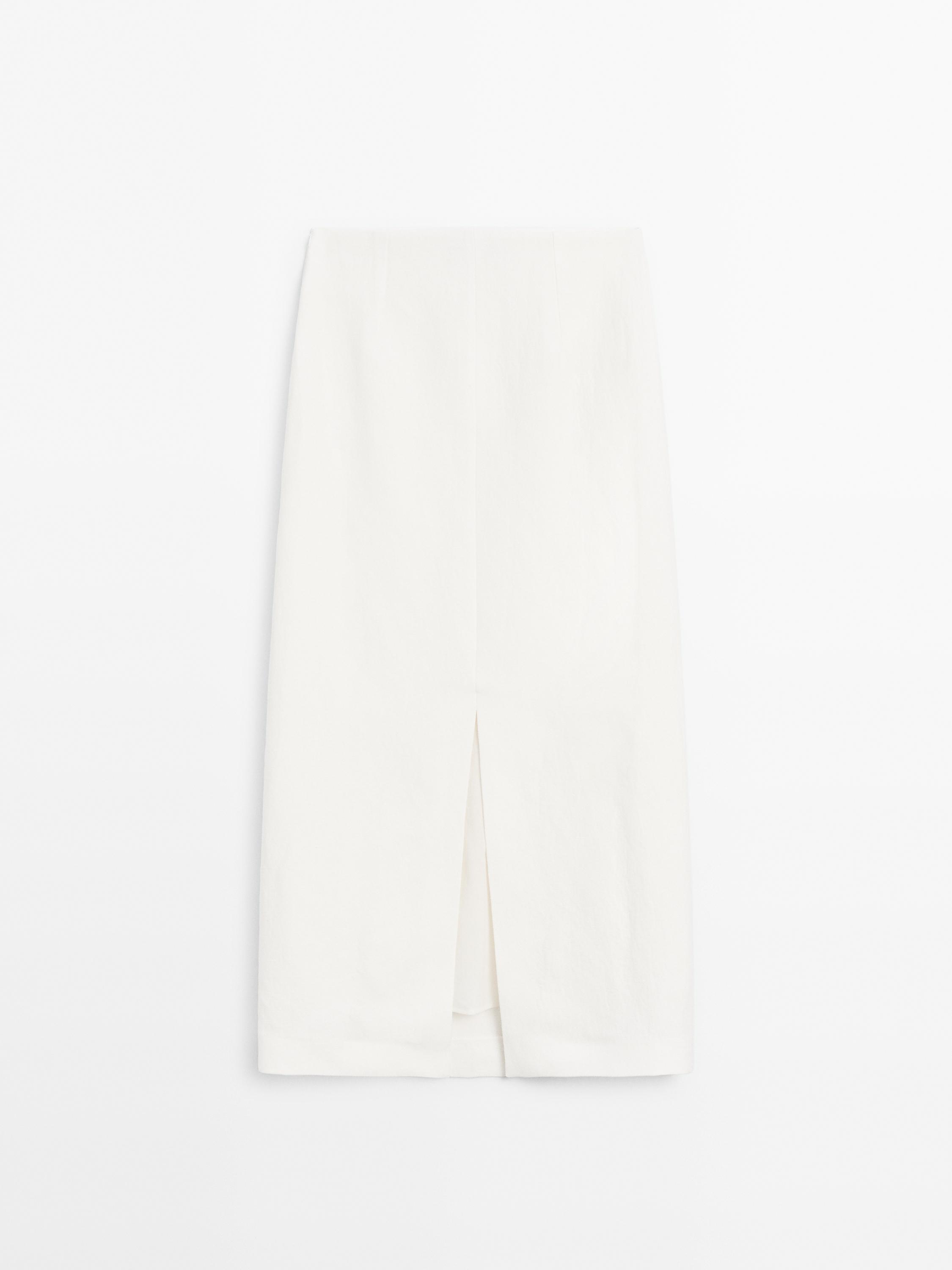 Straight hemp blend midi skirt