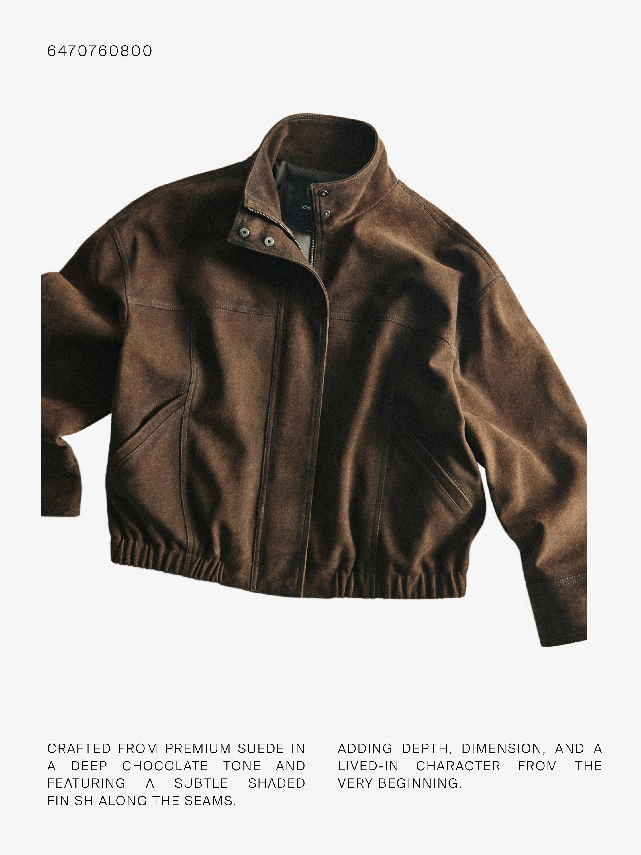 Suede leather bomber jacket