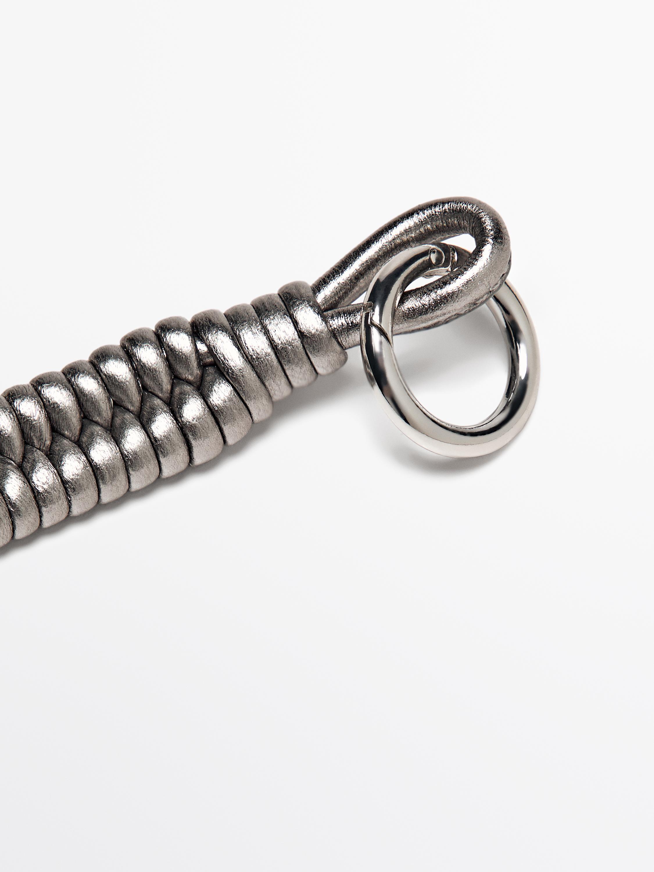 Nappa leather charm key ring with knots