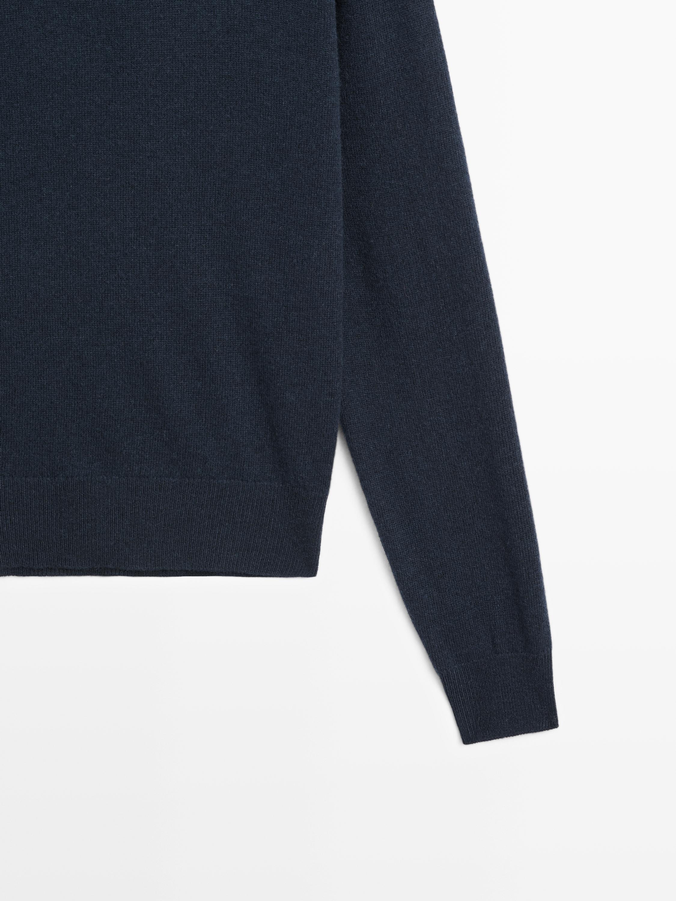 Wool blend crew neck knit sweater