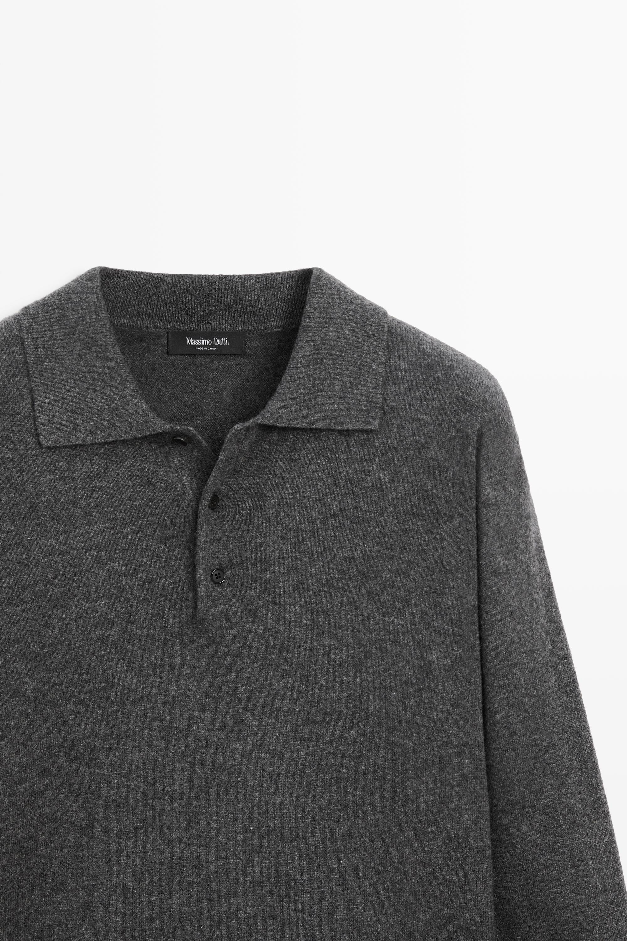 Wool cashmere blend polo sweater