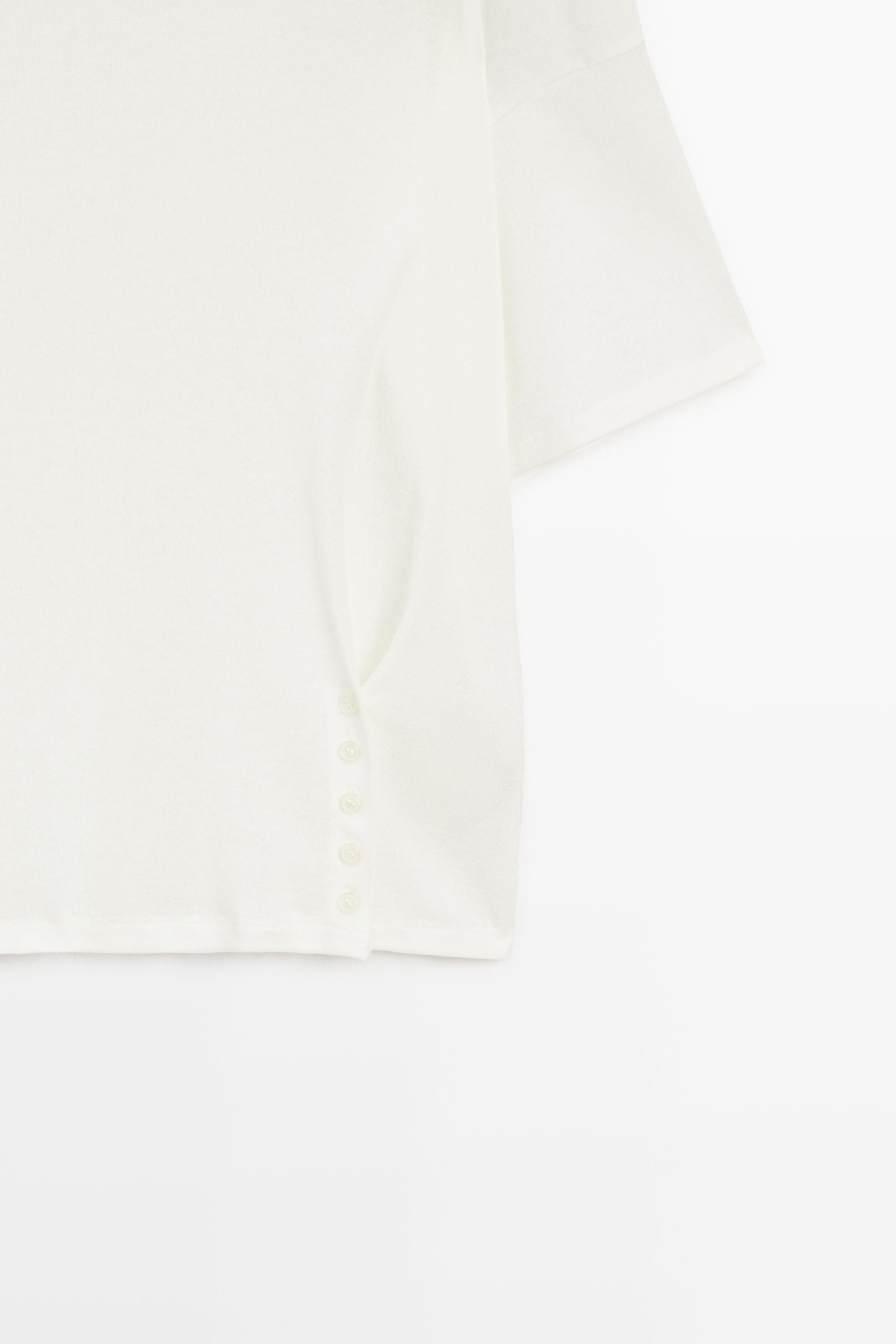 Button-detail short sleeve T-shirt — Off white
