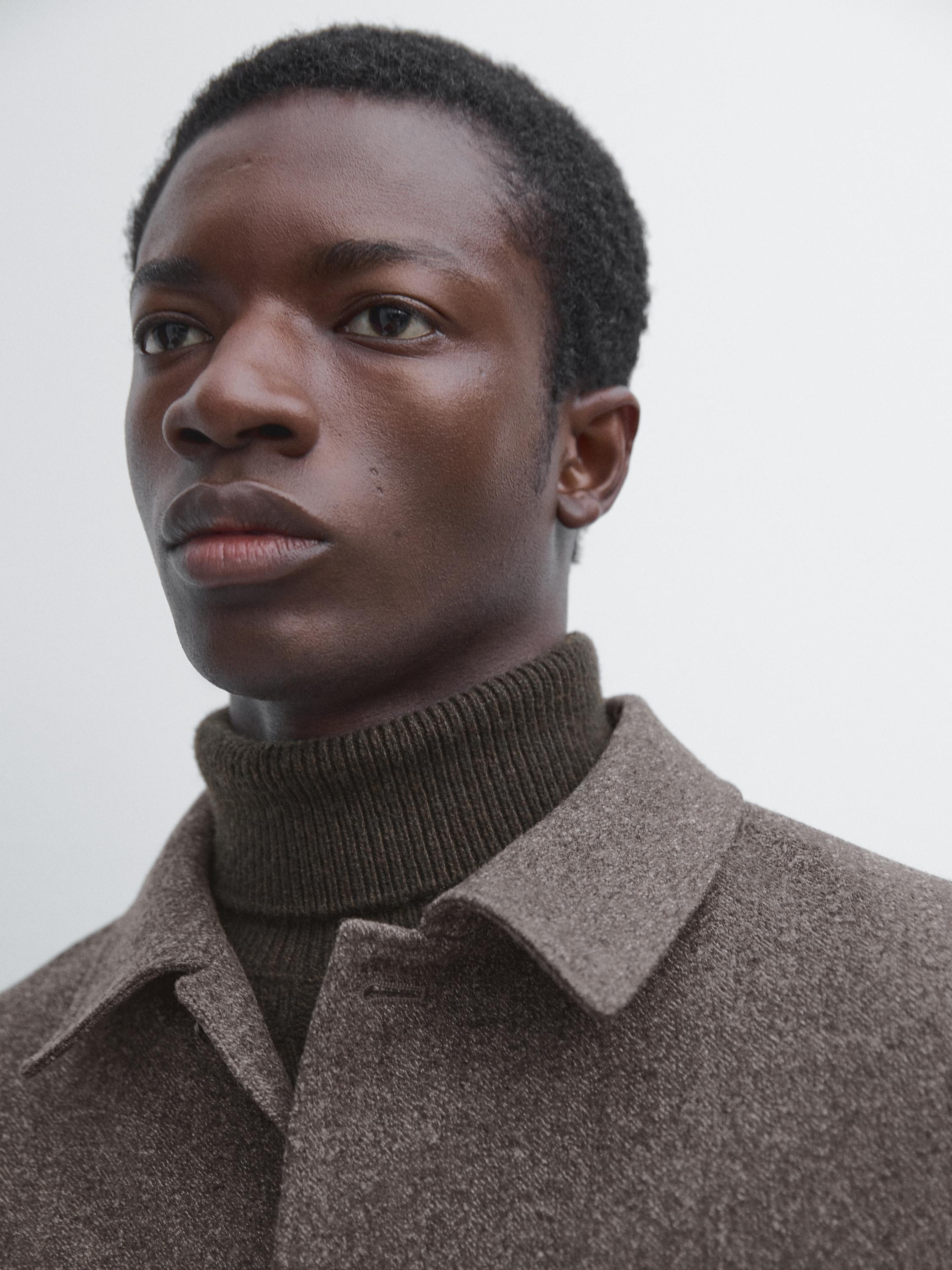 Herringbone wool blend cardigan — MINK