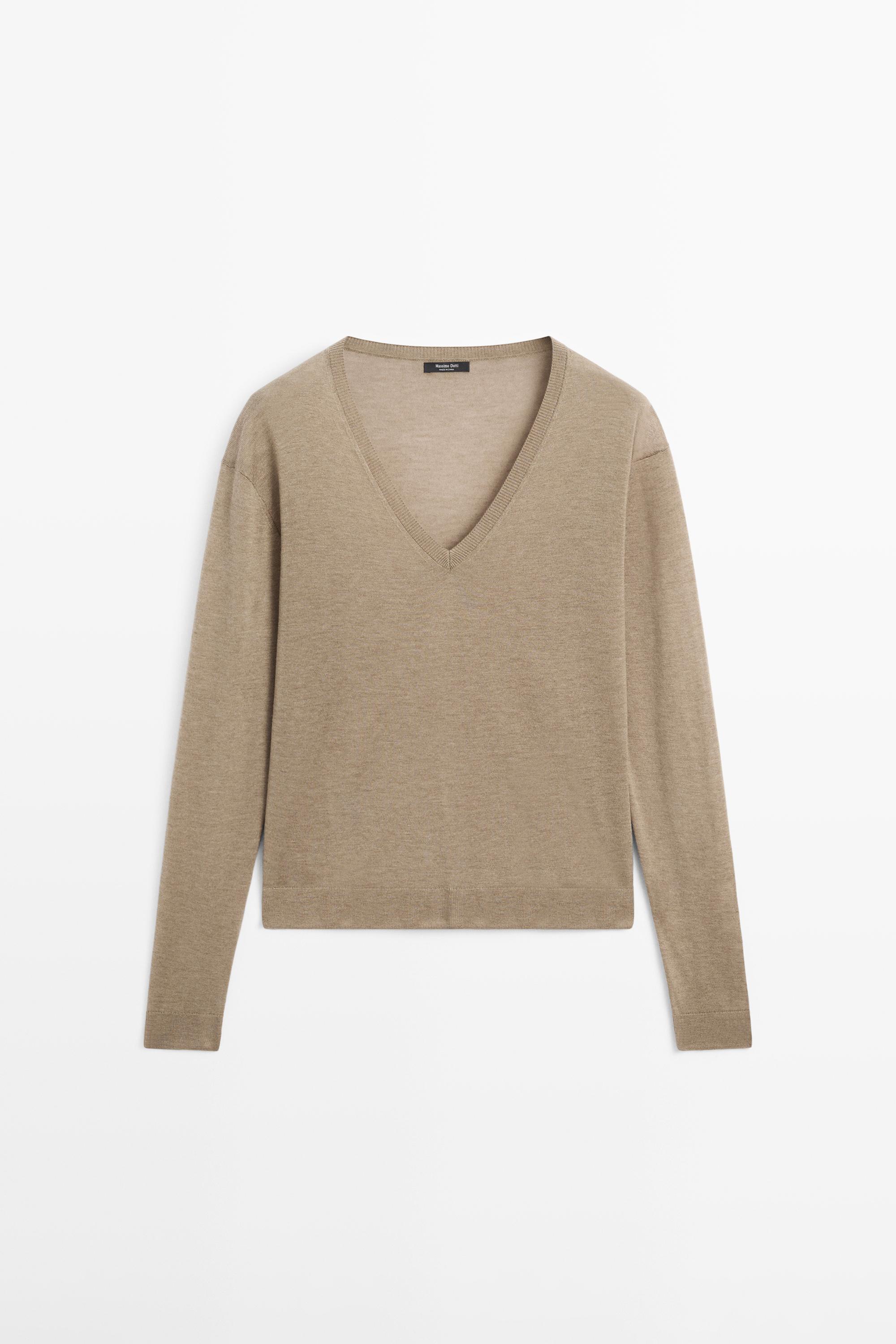 Silk and wool blend knit sweater
