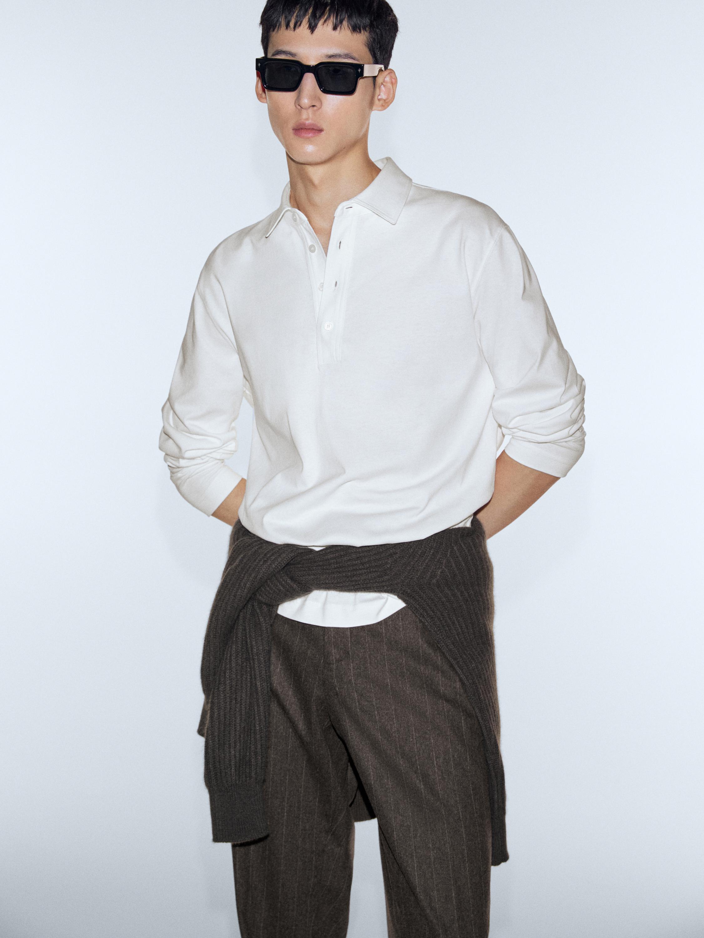 100% cotton long sleeve polo shirt
