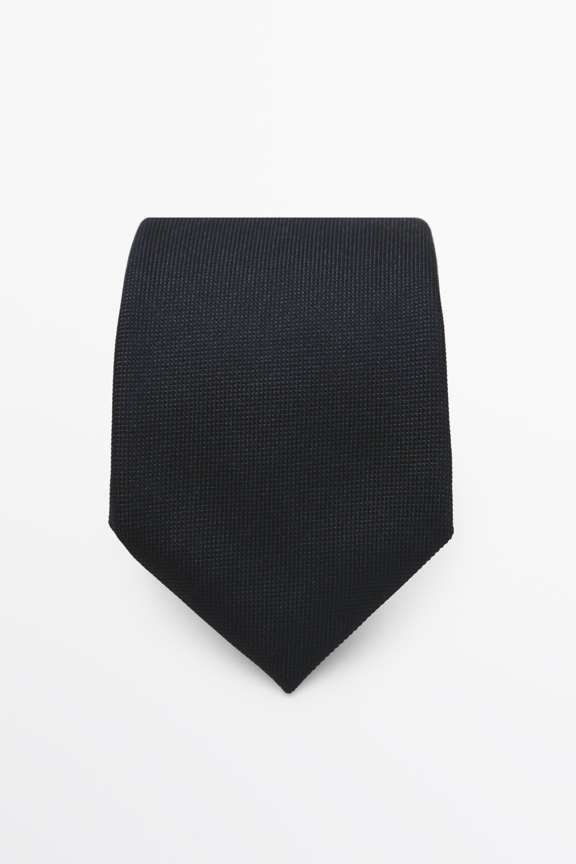 100% silk textured tie — NAVY BLUE