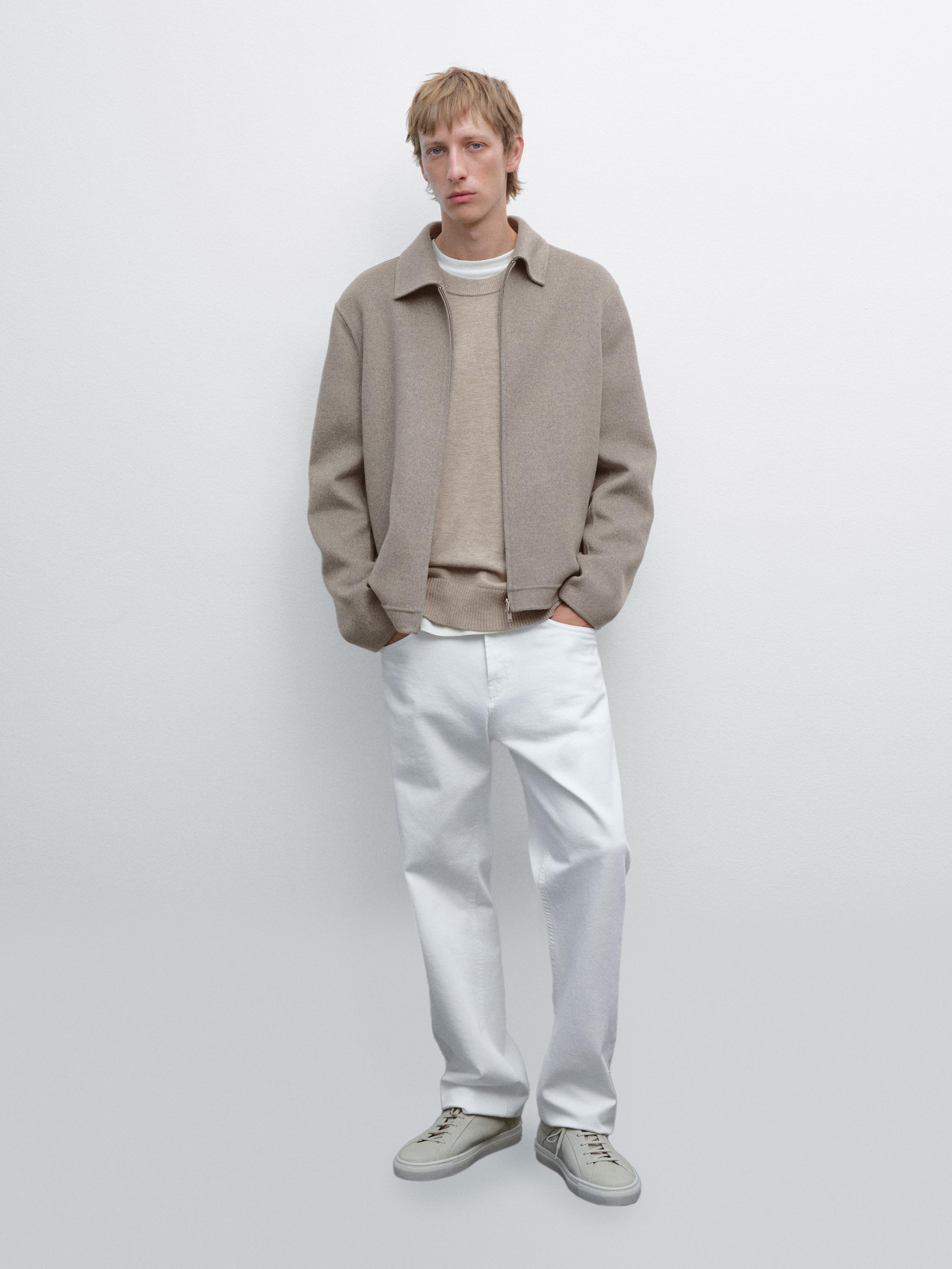 Double zip wool jacket