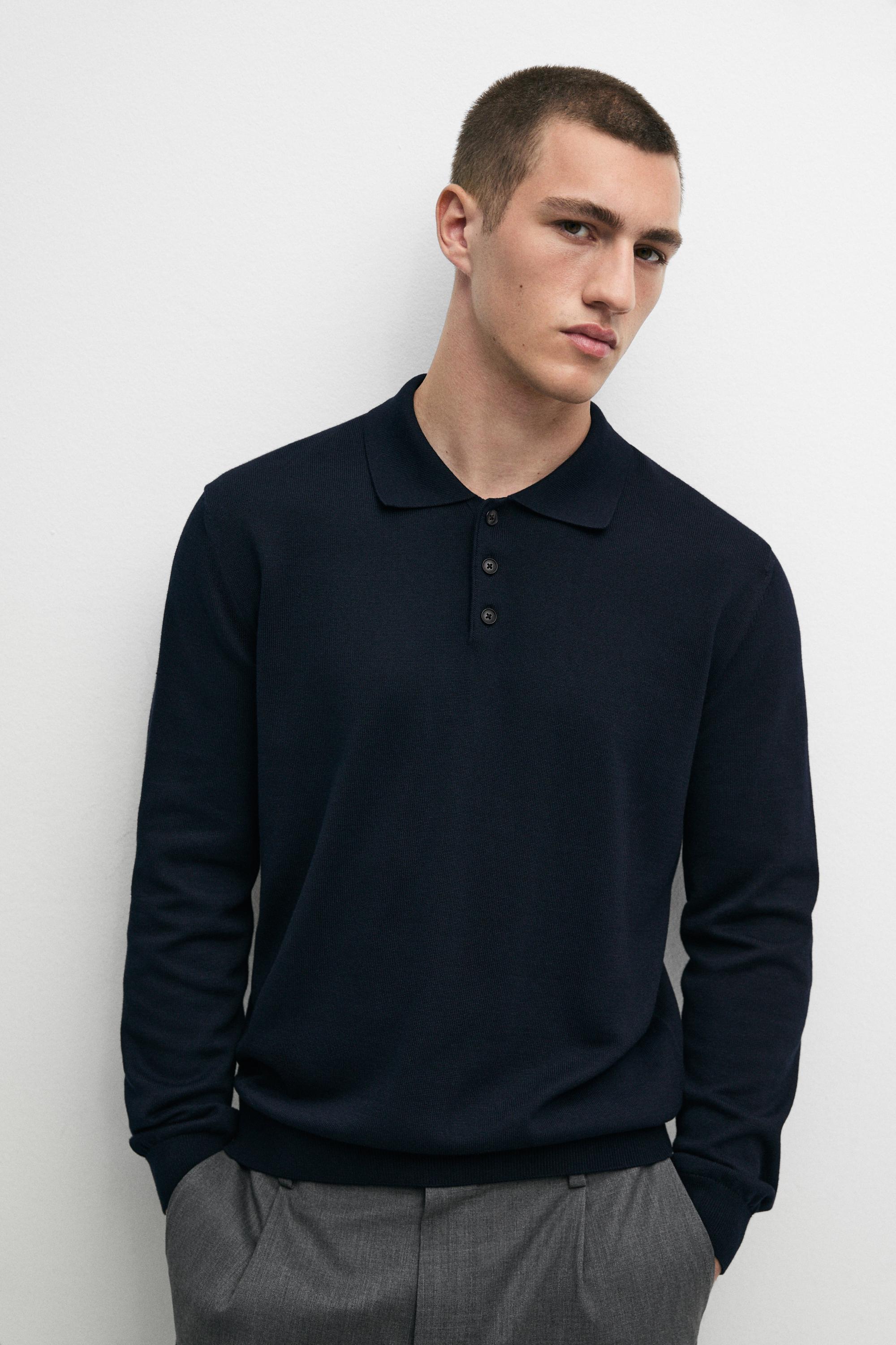 100% cotton knit polo sweater