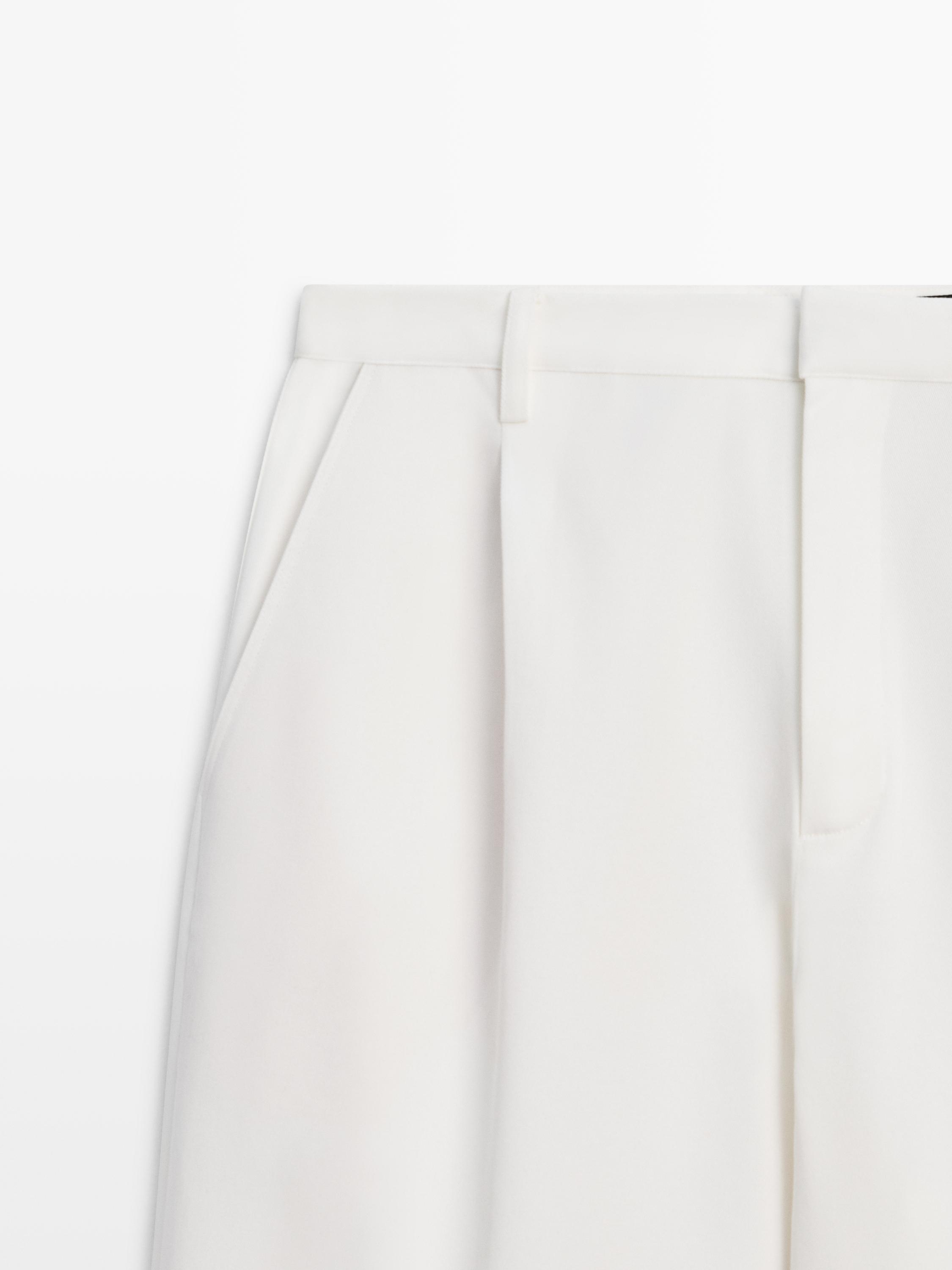 Darted cotton trousers — WHITE