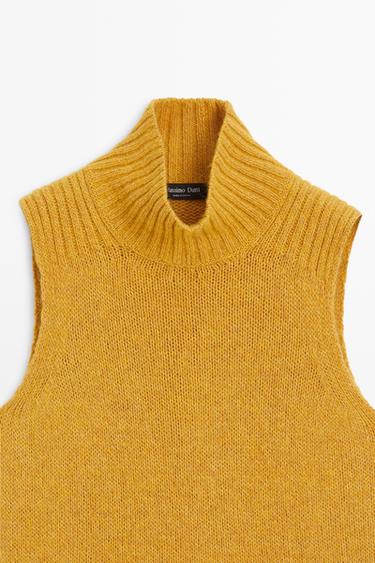 Wool-blend knit turtleneck vest — MUSTARD YELLOW 9