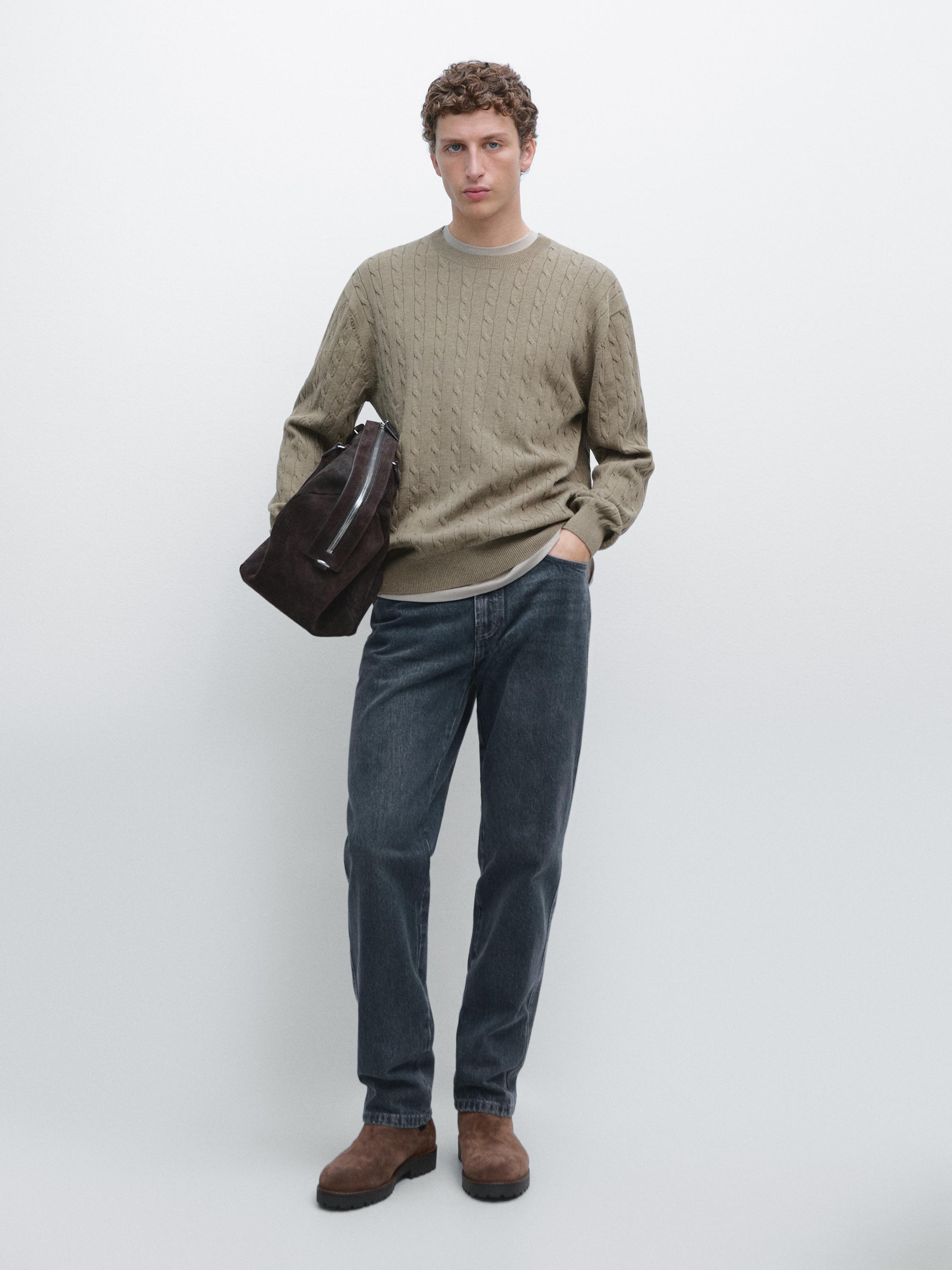 100% cotton cable-knit sweater — Washed