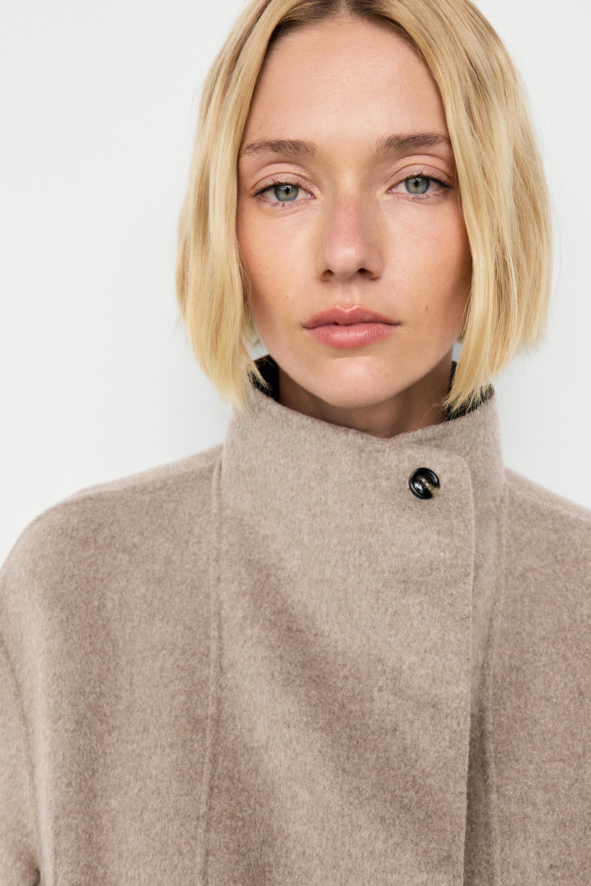 Short wool-blend jacket — TAUPE GREY