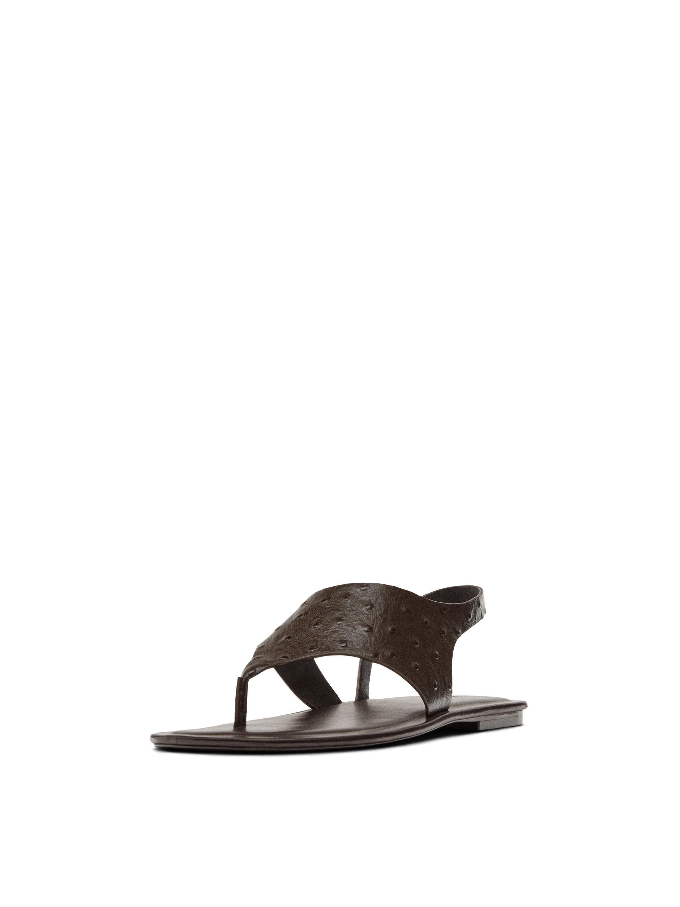Embossed animal print sandals — BROWN