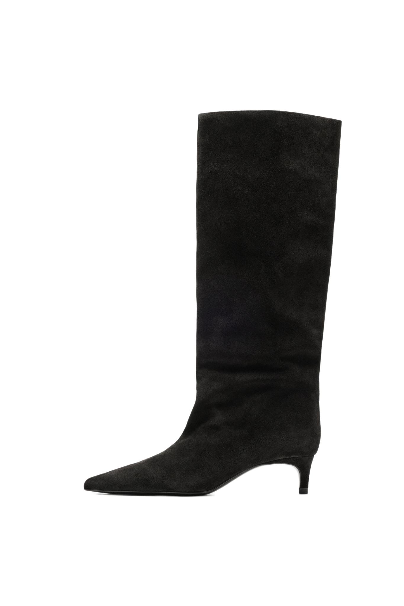 Soft leather kitten heel boot — BROWN