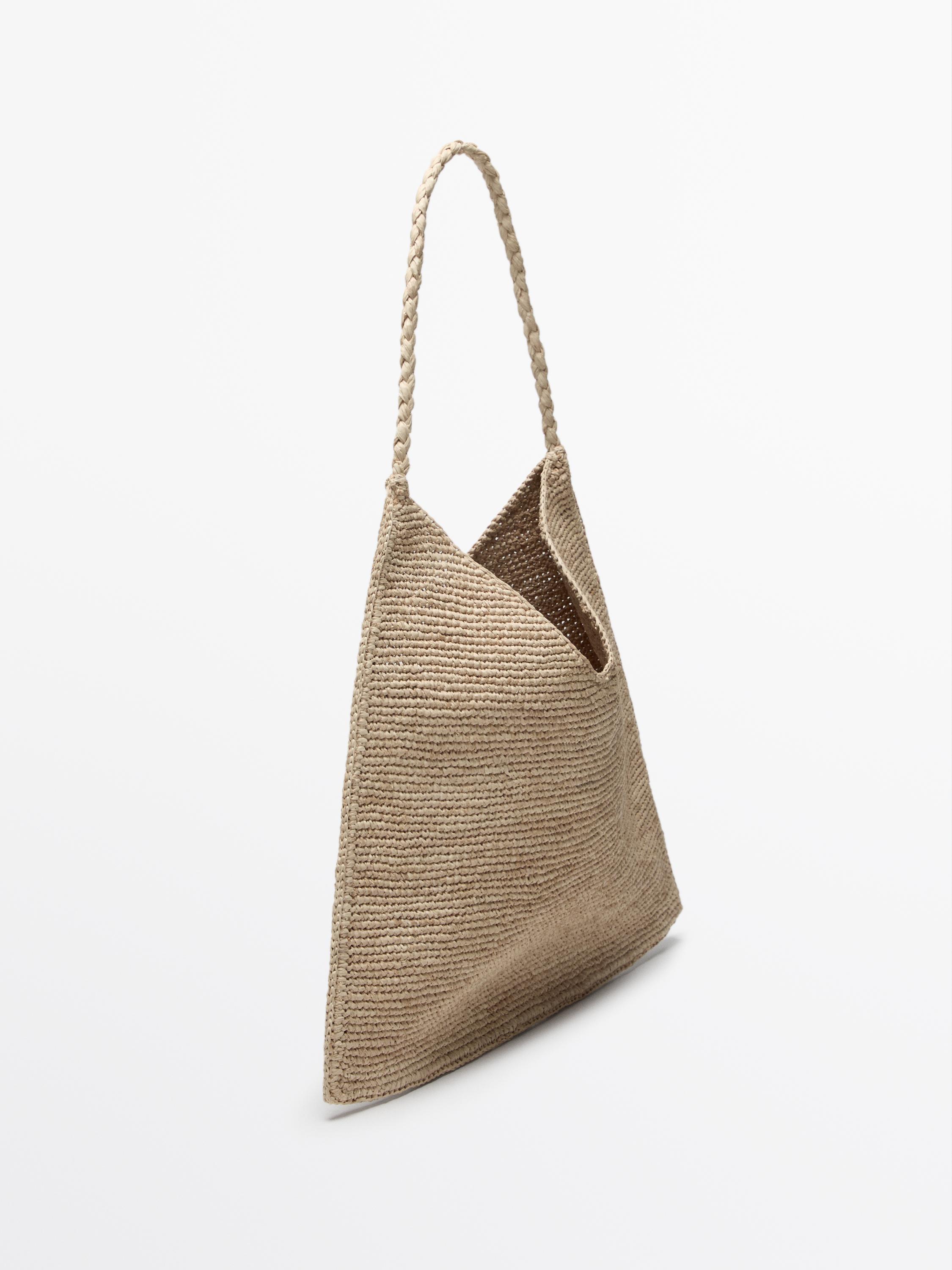 Raffia tote bag BEIGE