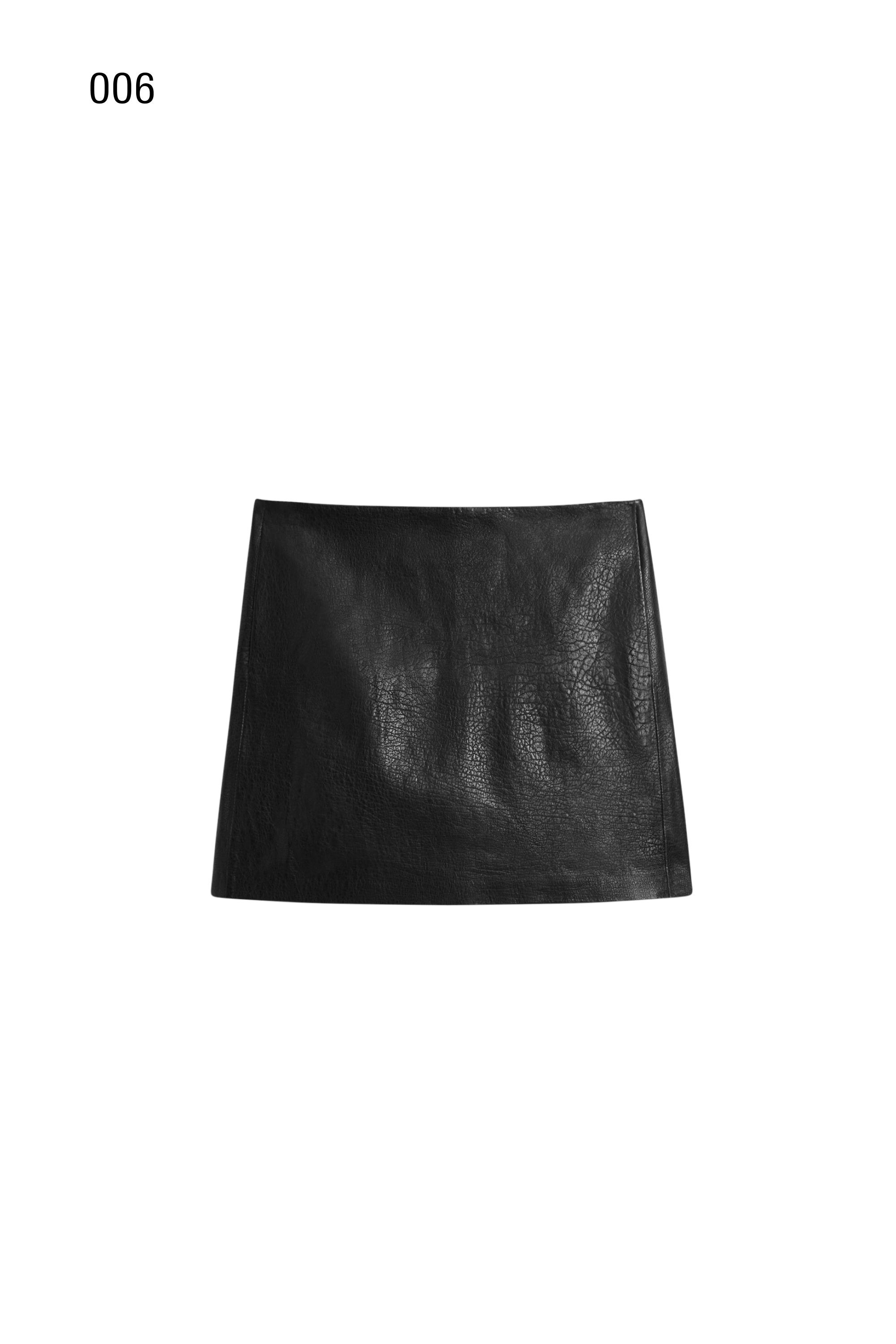 Nappa leather mini skirt — BLACK