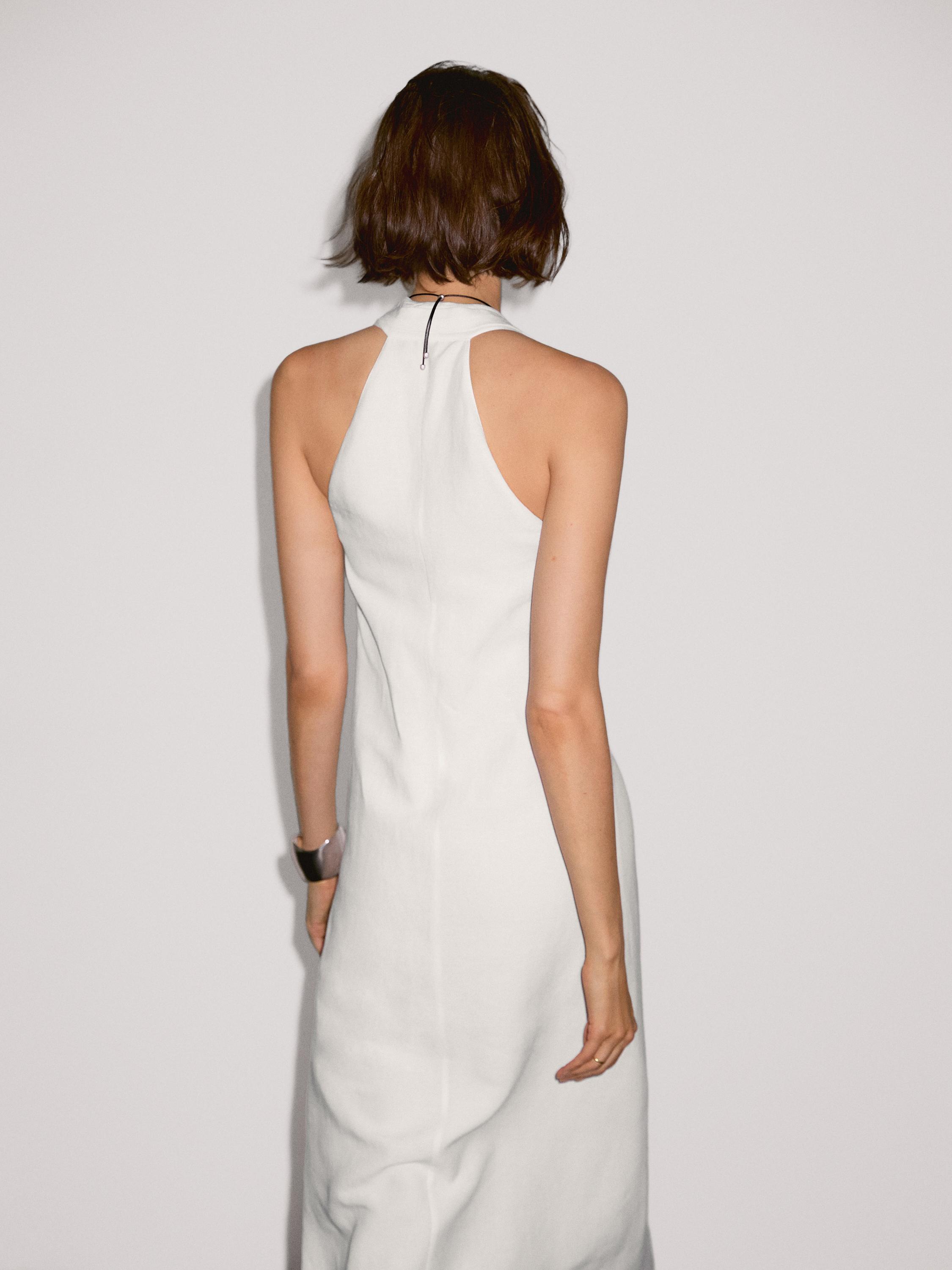 【Massimo Dutti】Long flounce V-neck dress Long flowing V-neck dress · Green · Smart / Dresses And