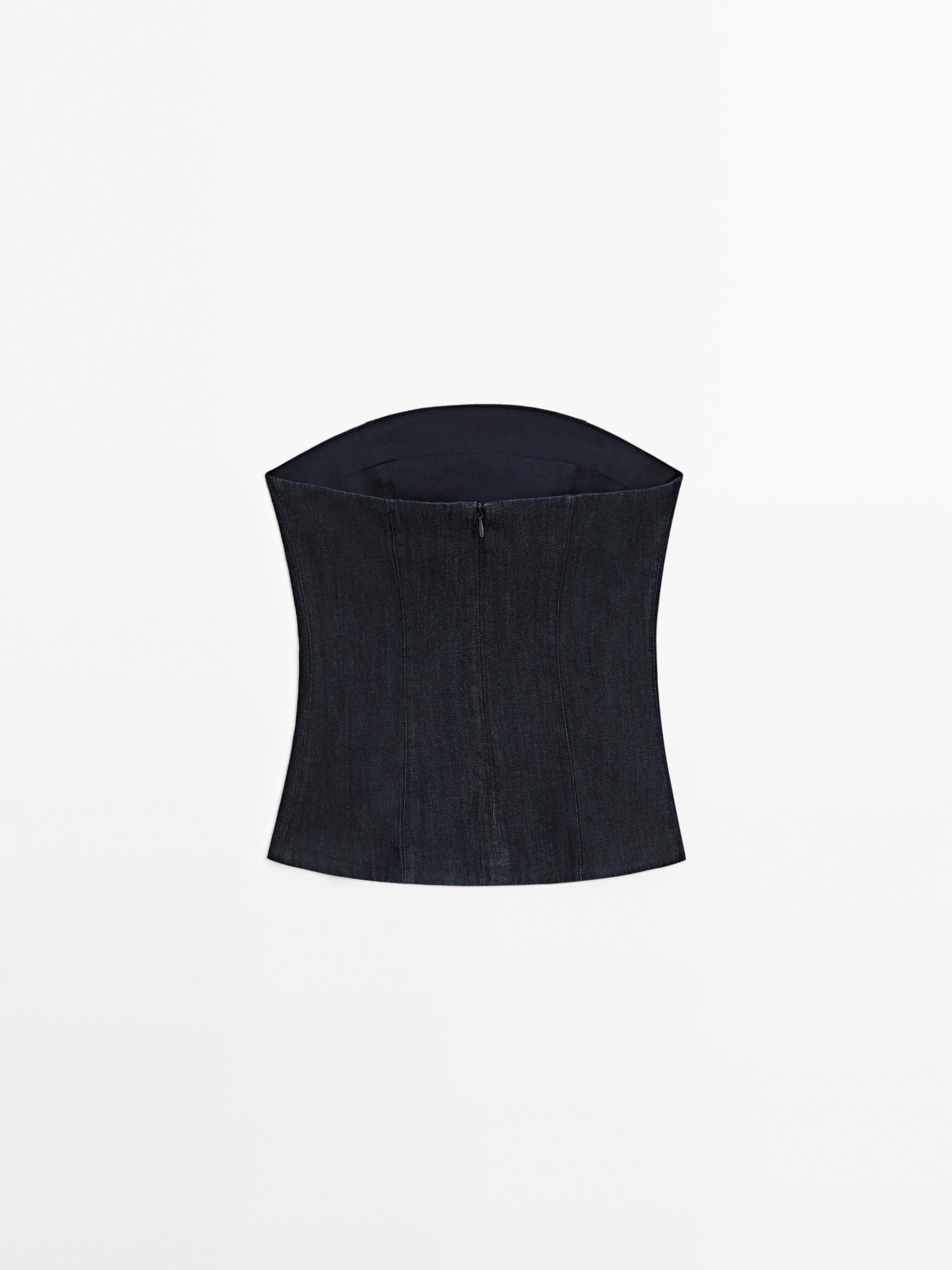 Trägerloses Jeans-Top