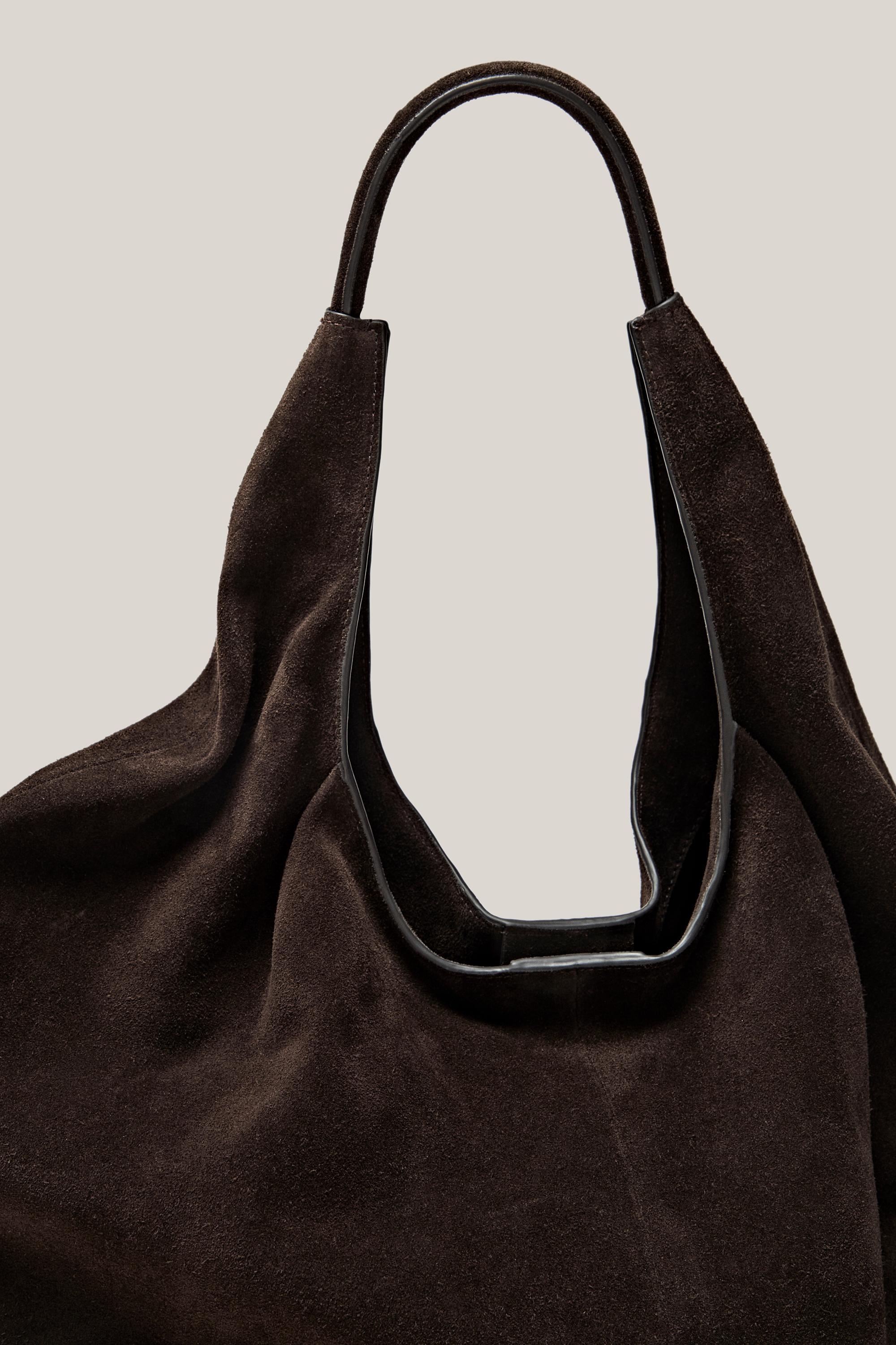 Split leather maxi shopper bag - LIMITED EDITION — BROWN