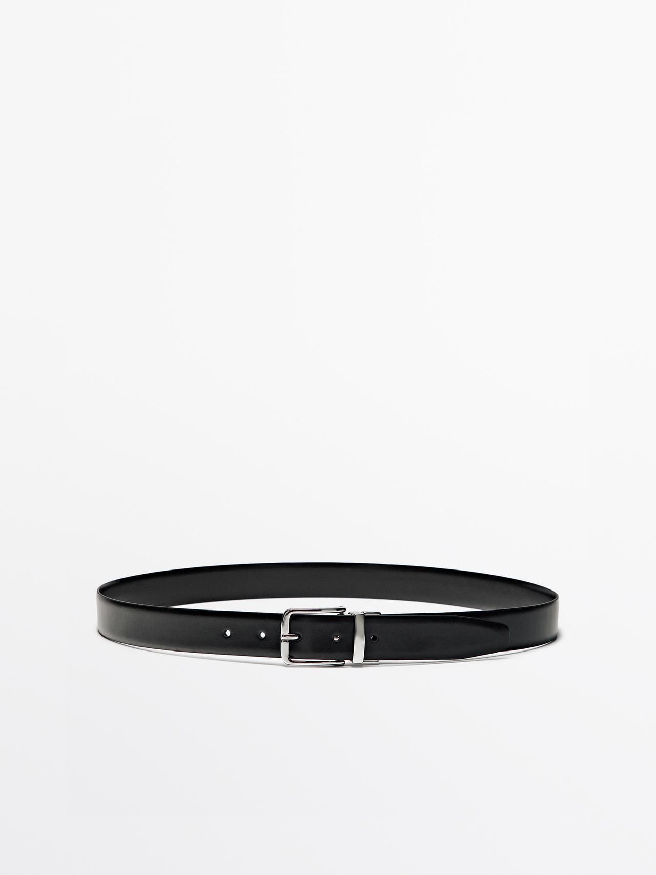 Massimo Dutti - Herre - Vendbart Bælte I Nappaskind - Sort - 95