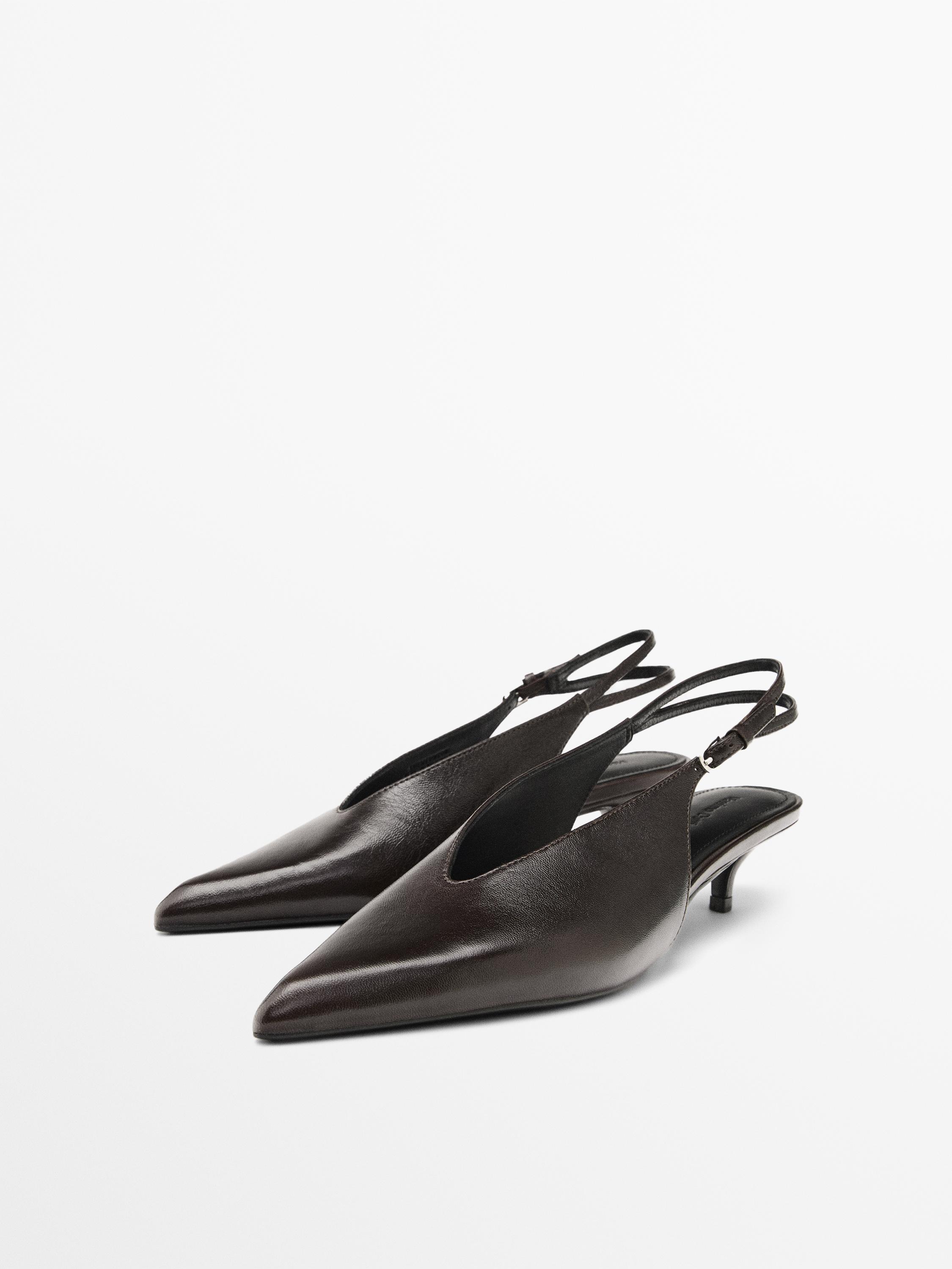 Leather high-heel mules — BROWN