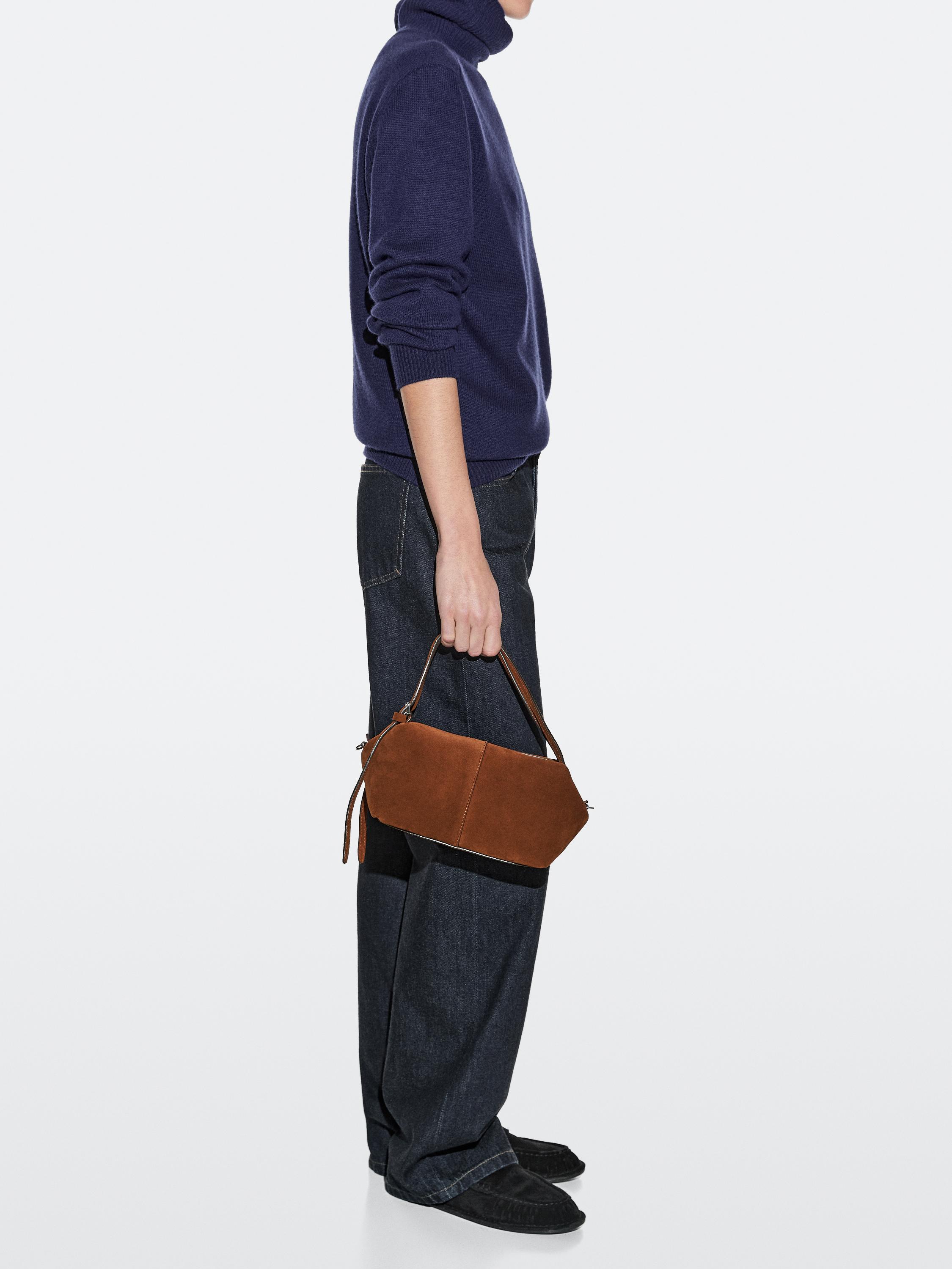 Mini-geantă satchel din piele întoarsă