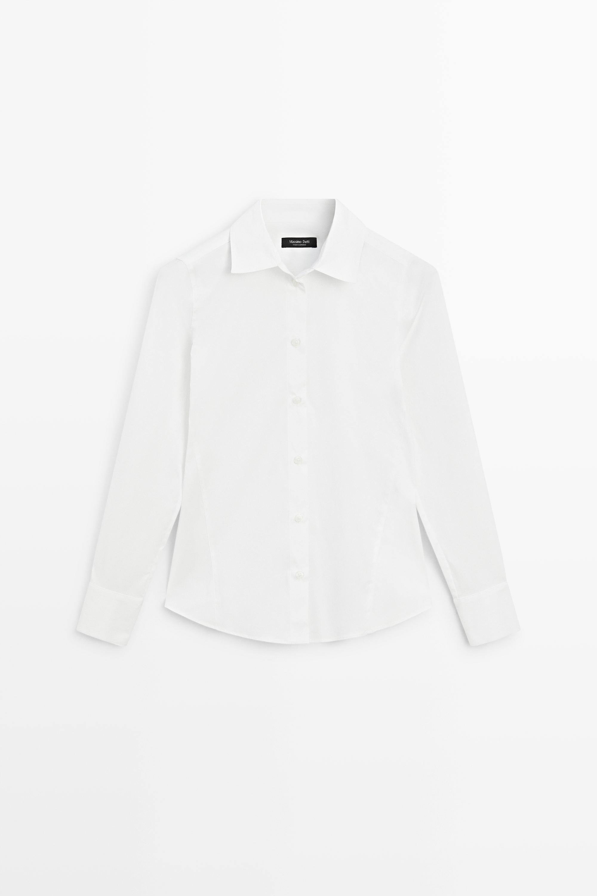 Massimo Dutti Pamuk karışımlı poplin gömlek görsel 3