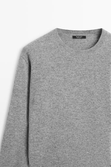 Wool blend crew neck knit sweater — GREY MARL 4